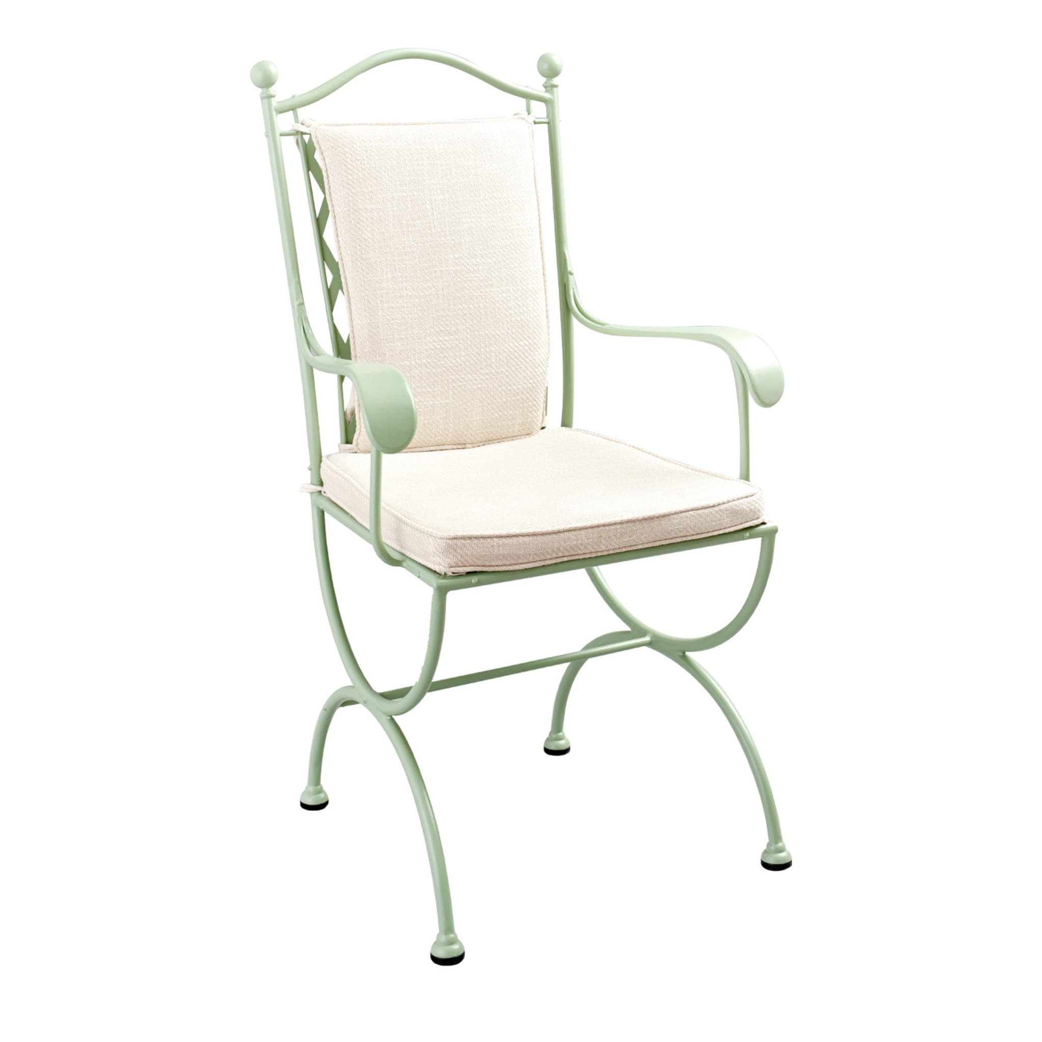 Rombi Outdoor Green Stainless Steel Chair with Armrests - Main view