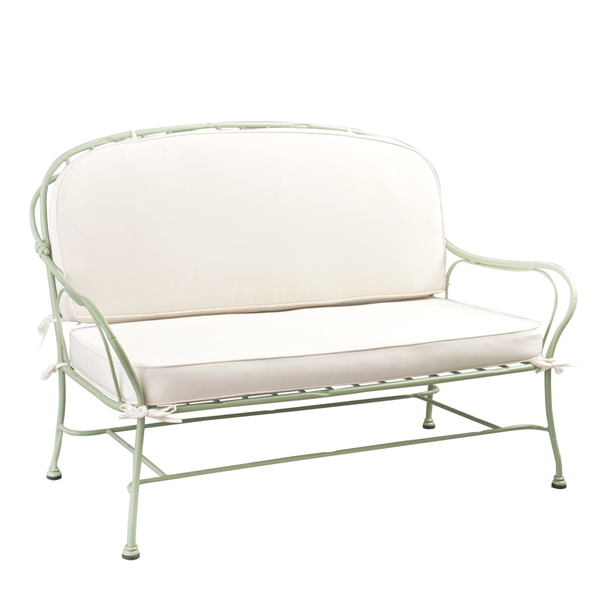 Bamboo Design Curved Green Wrought Iron Sofa - Main view