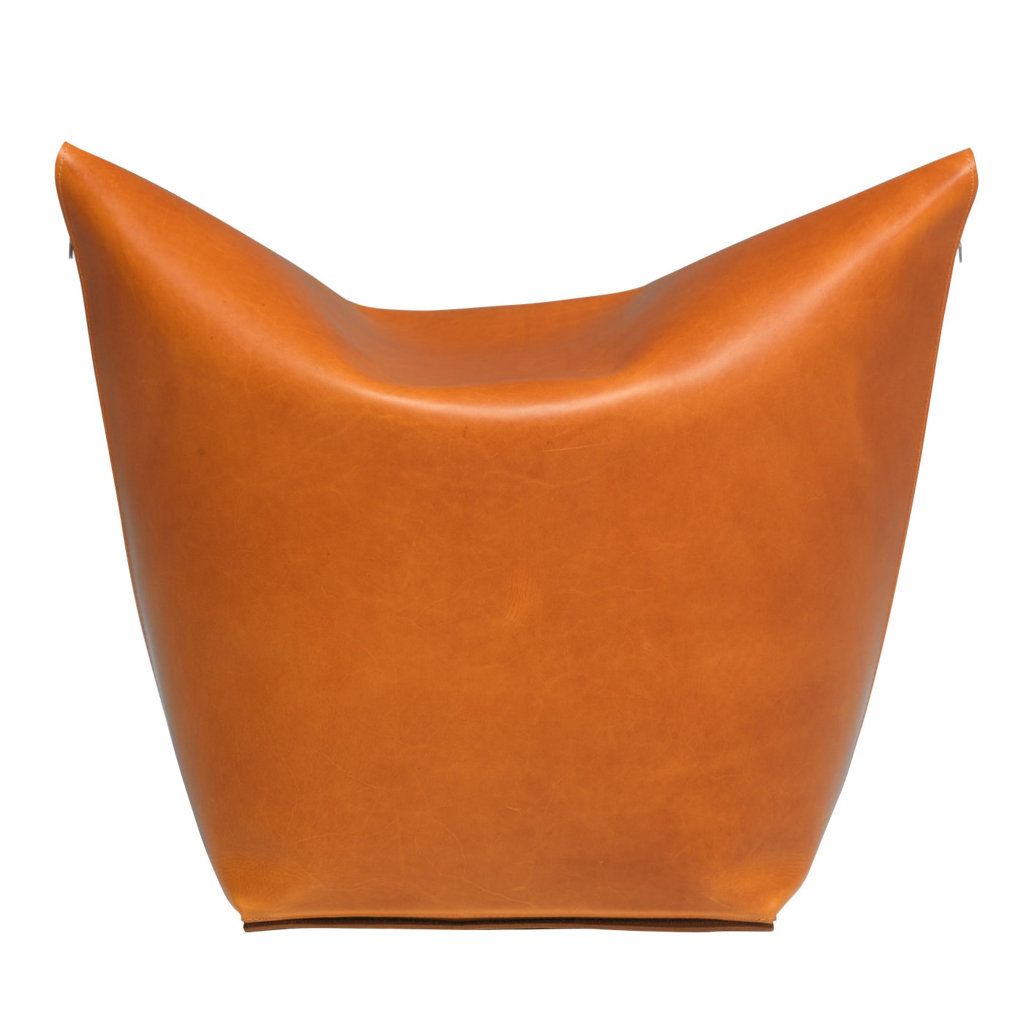 Chaise sacrée en cuir orange Mao par Viola Tonucci - Vue principale
