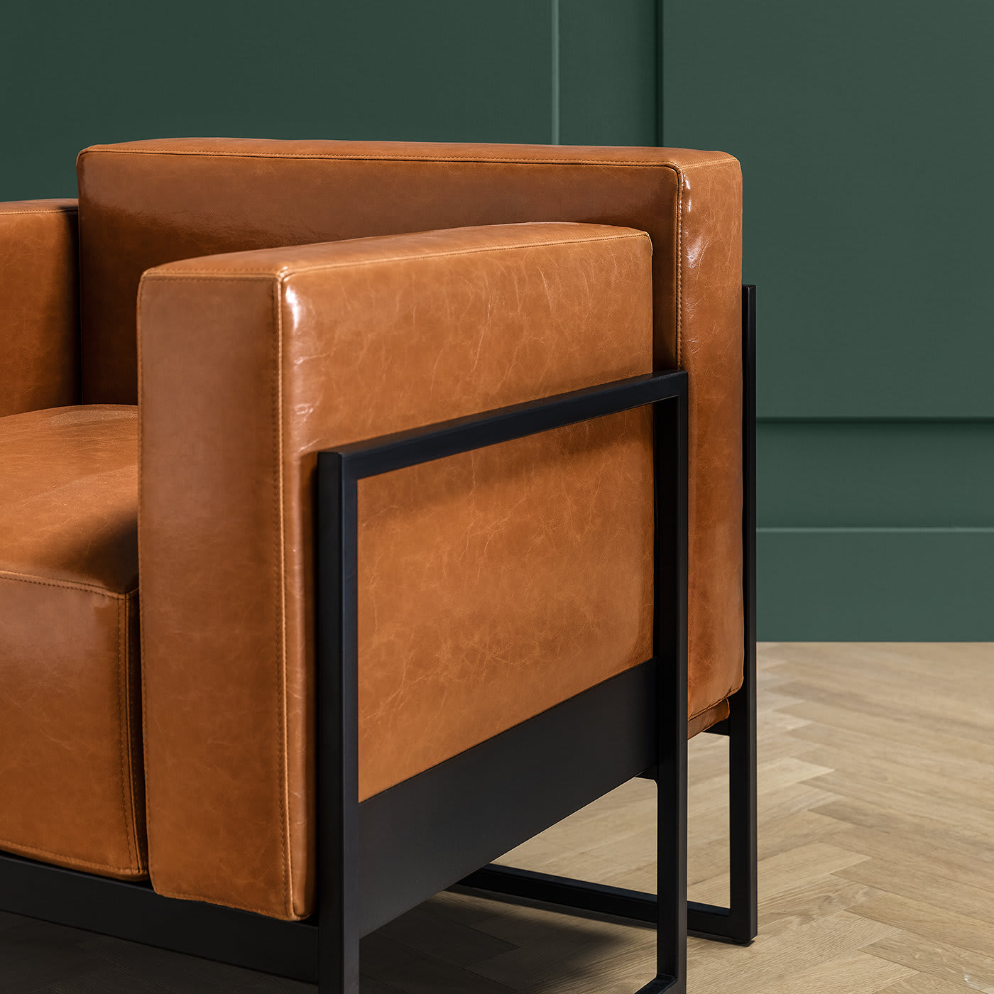 Kirk Cognac Leather Armchair - TrabA'