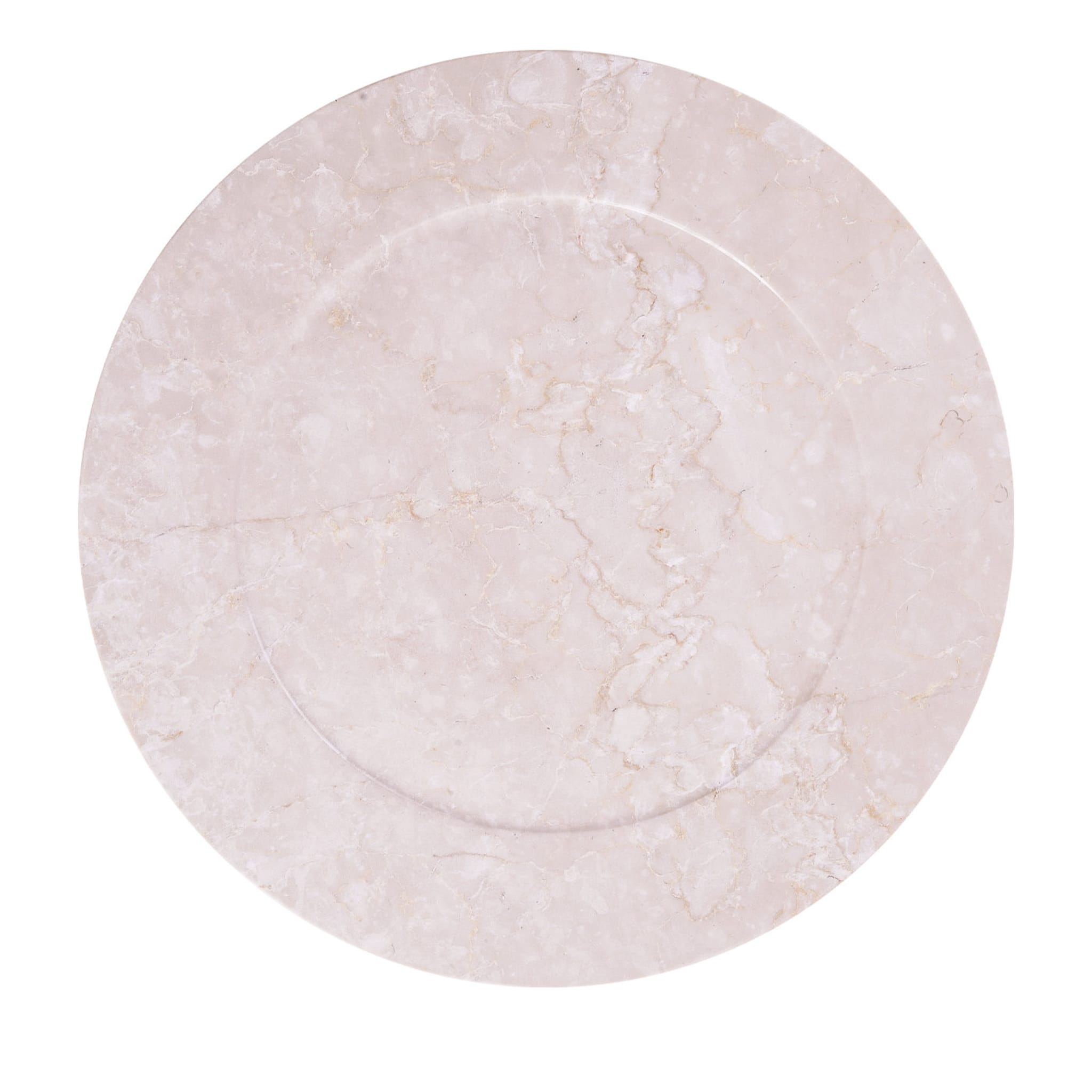 Omero Plate in White Botticino Marble - Main view