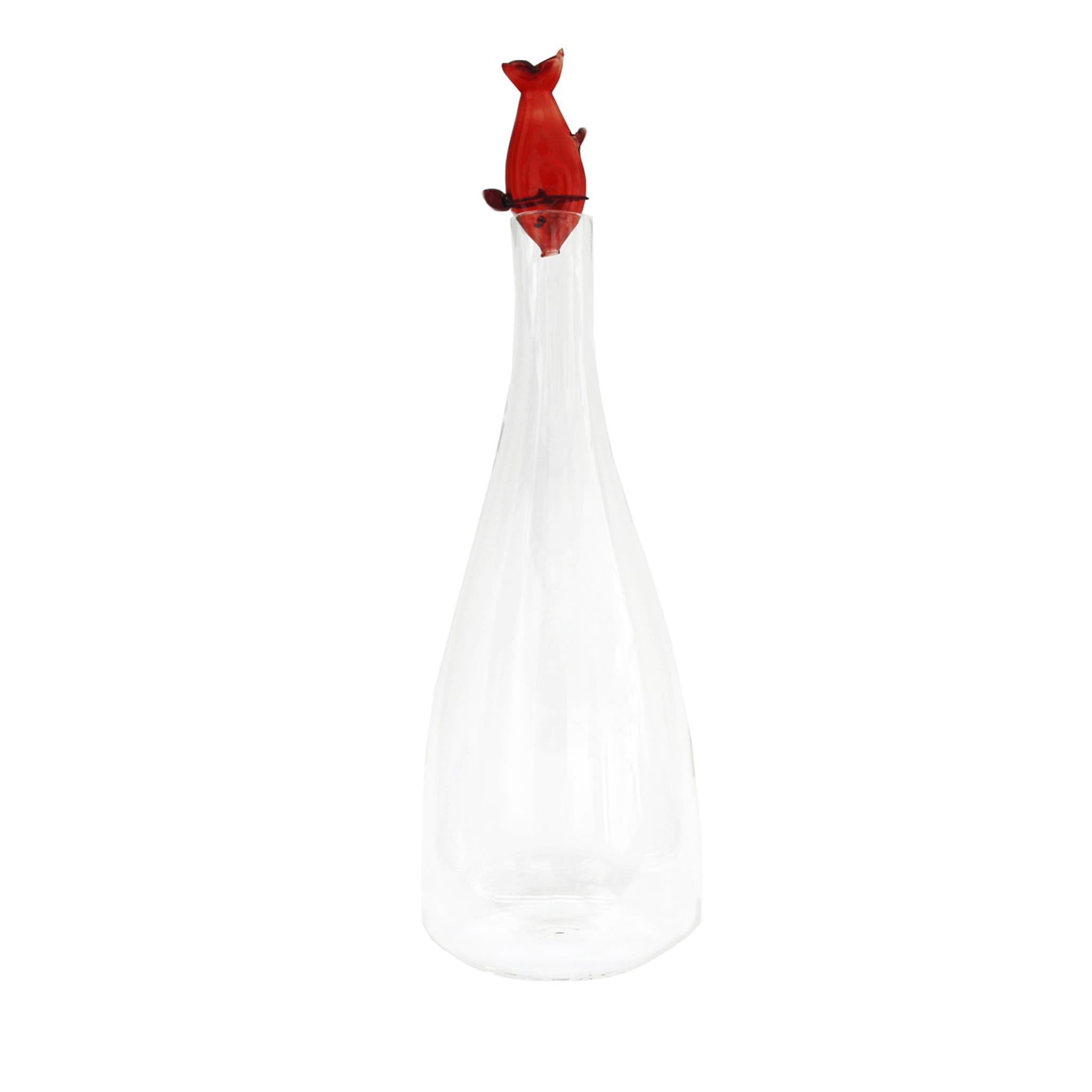 Red Fish Hand-blown Glass Bottle - Main view