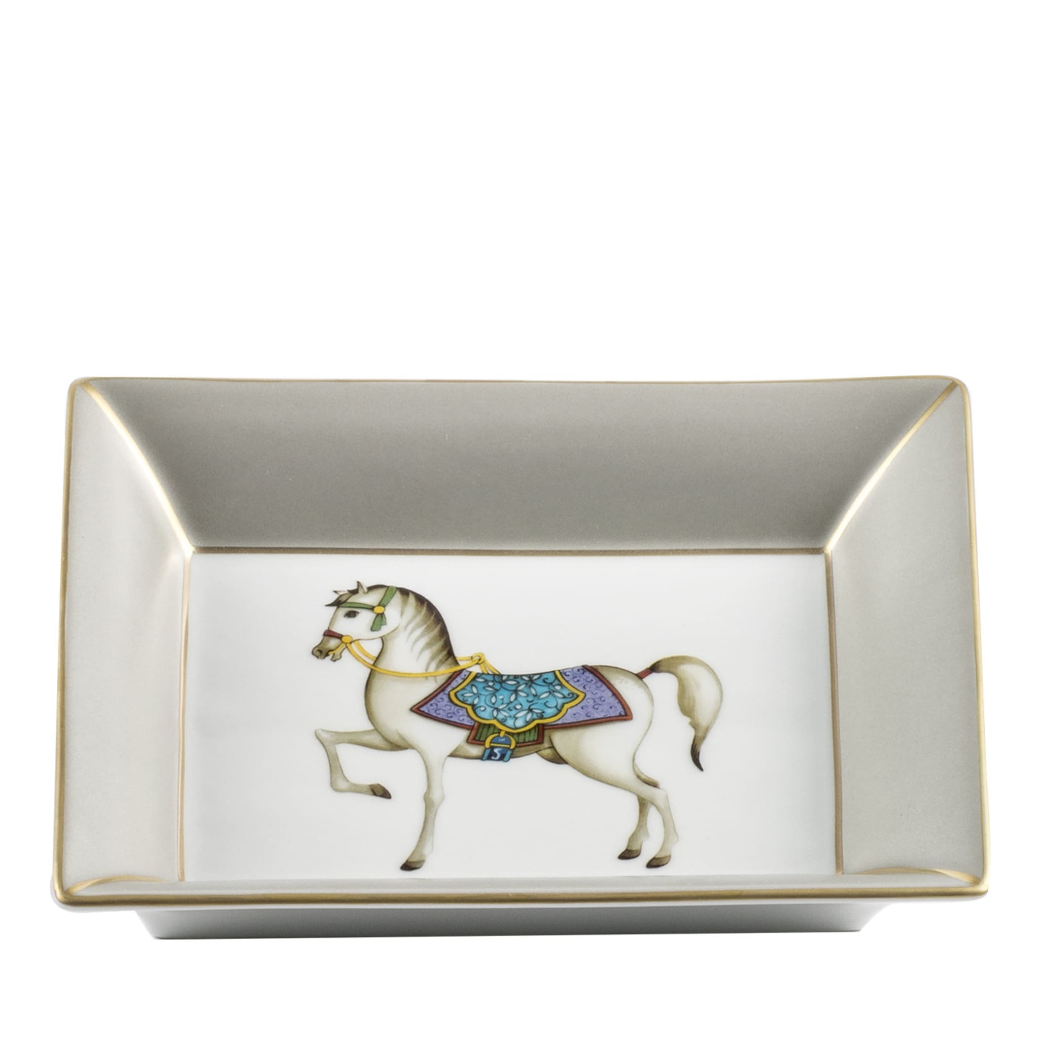 Silver Vide Poche with White Horse - Main view