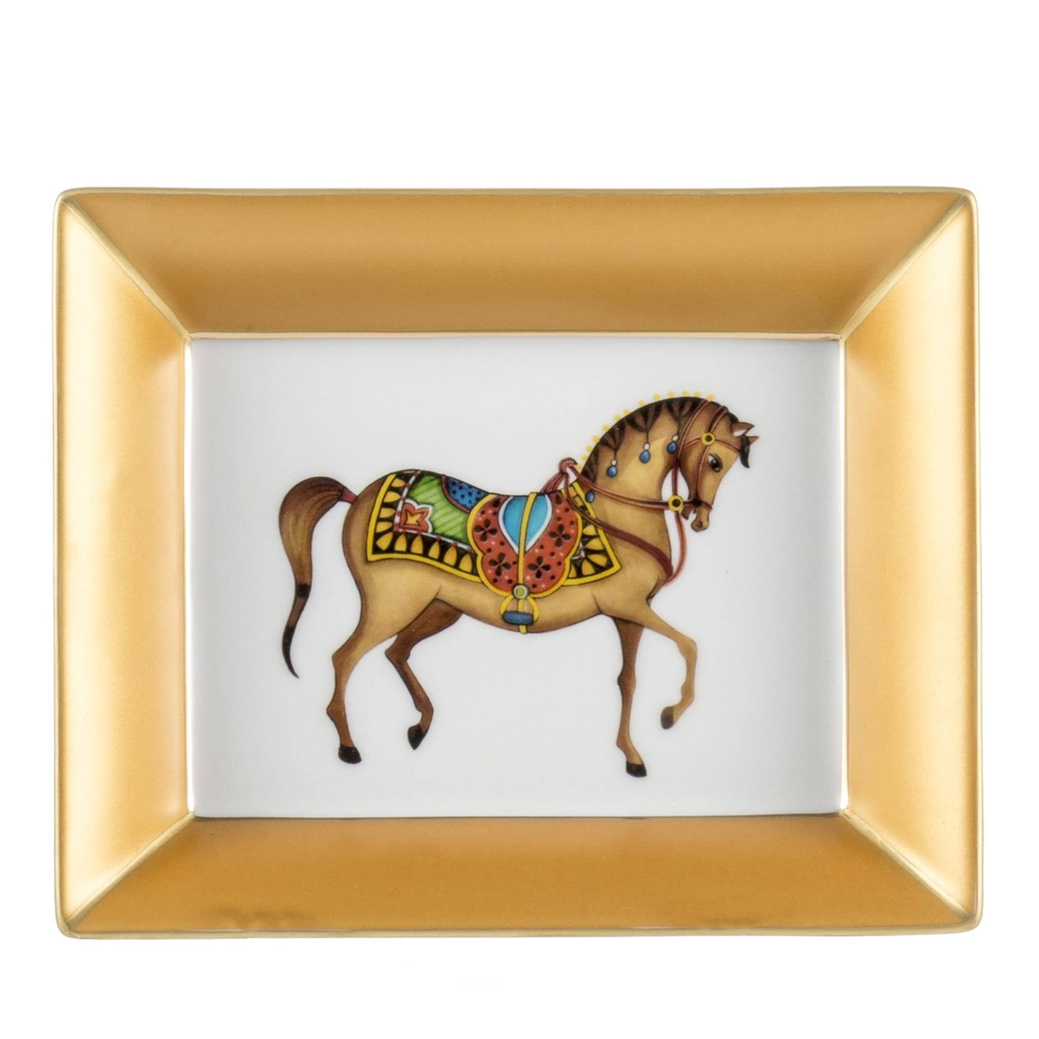 Vide Poche en or avec cheval marron - Vue principale