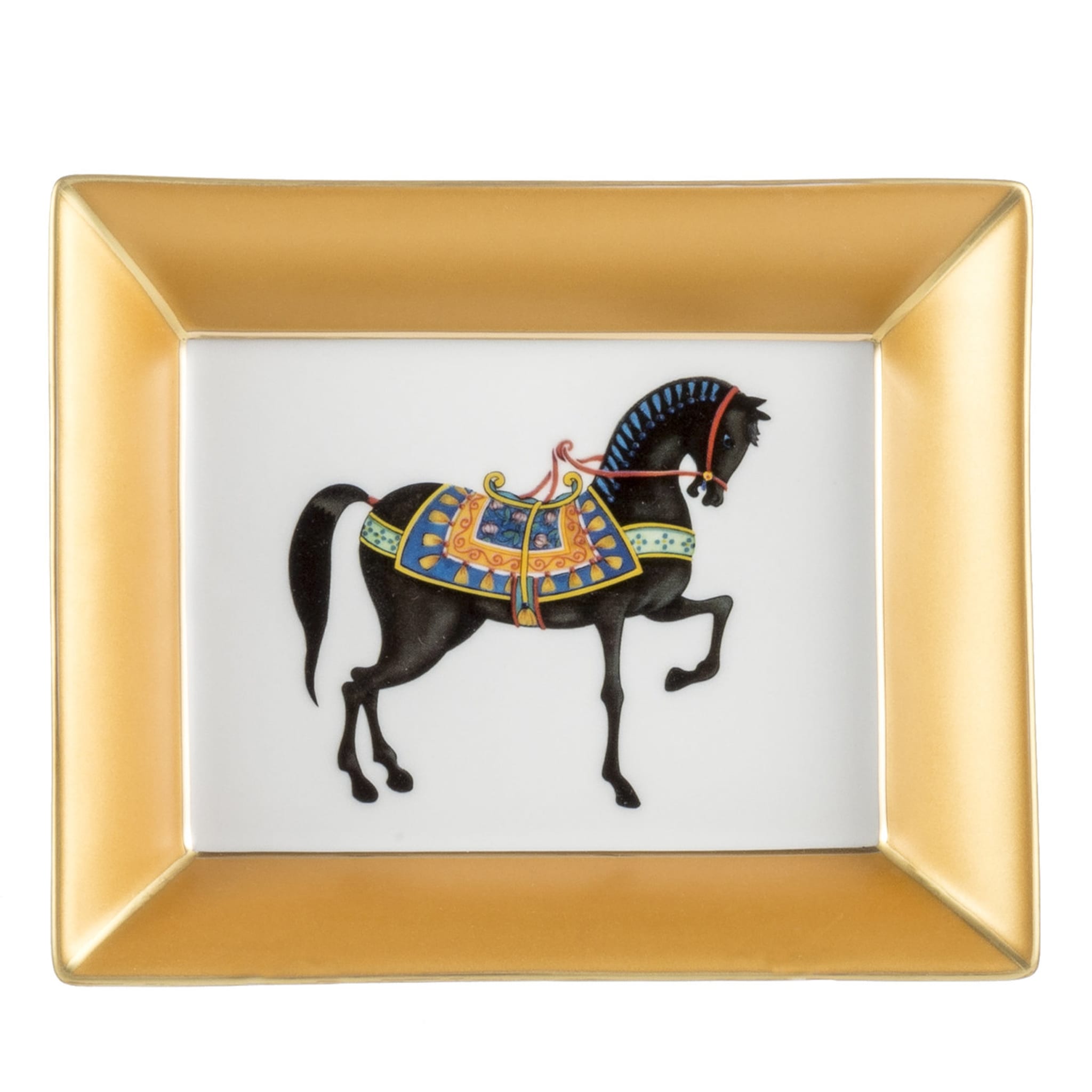 Vide Poche en or avec cheval noir - Vue principale