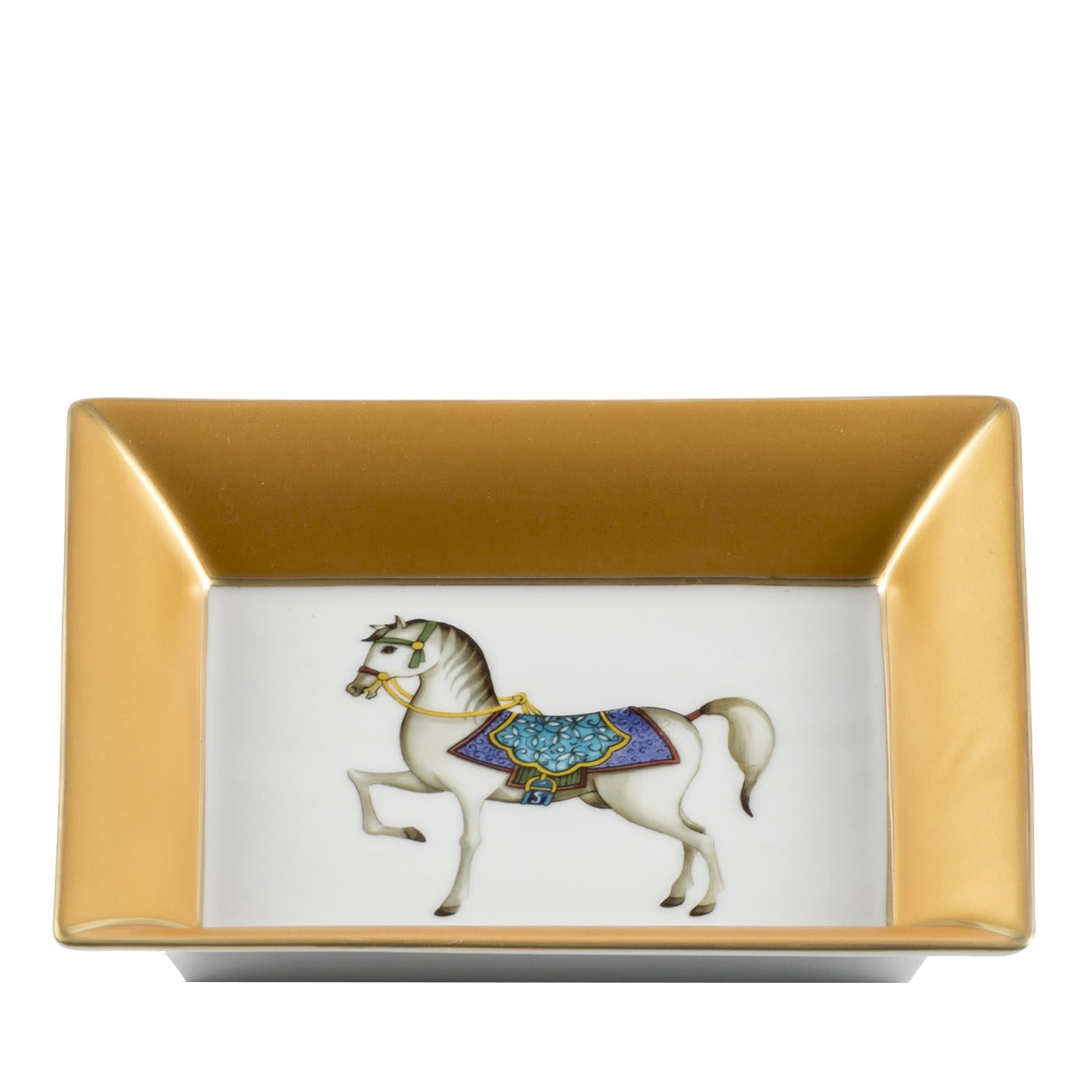 Gold Vide Poche with White Horse - Artigiani Italiani