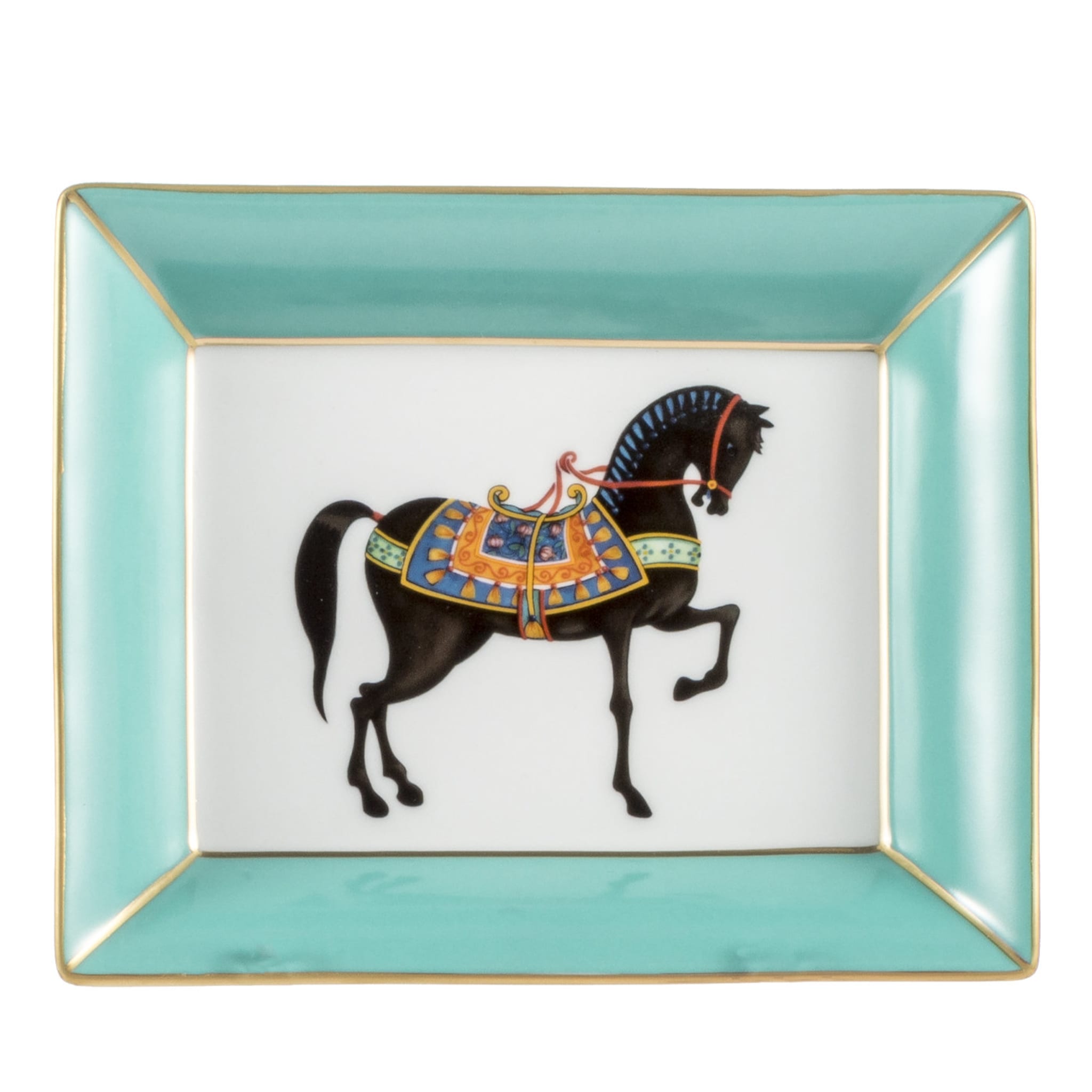 Turquoise Vide Poche with Black Horse - Main view