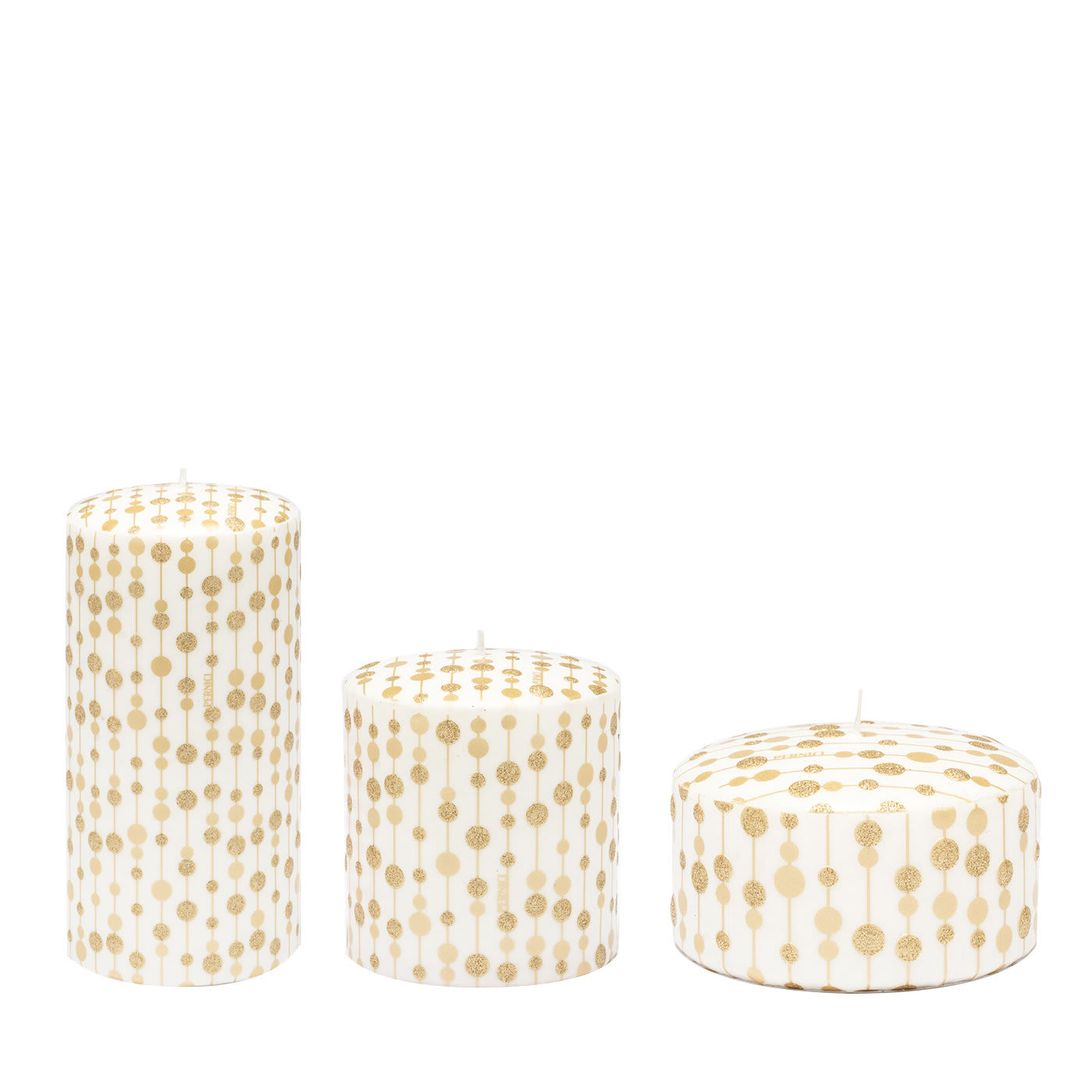 Pois Set of 3 Gold and Beige Candles - Cereria Pernici 1892