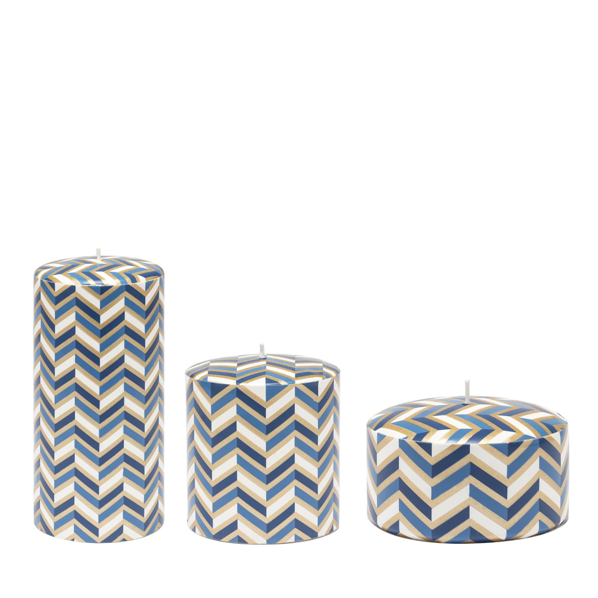 Righe Set of 3 Blue and Gold Candles - Main view