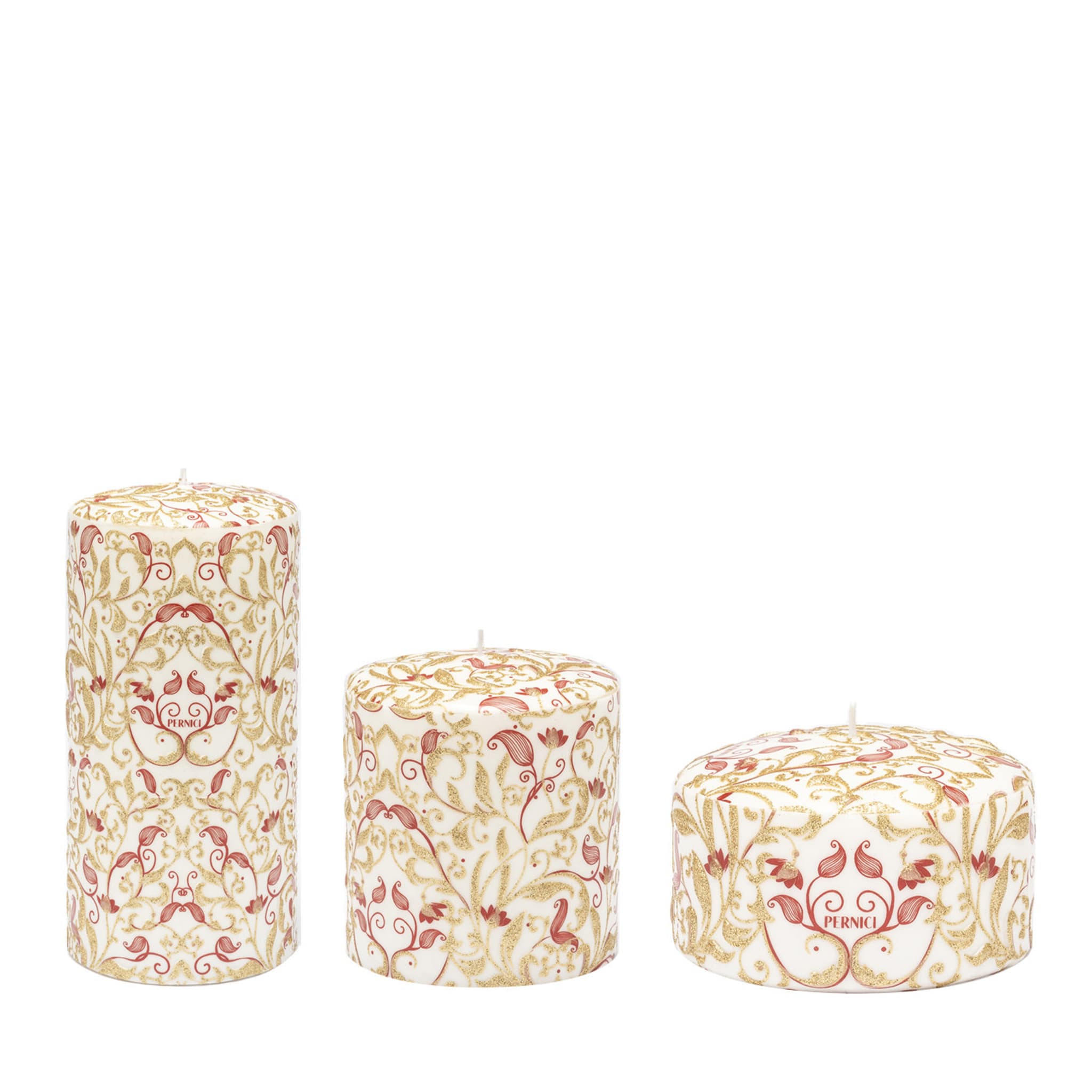 Floreale Set of 3 Gold and Red Candles - Main view
