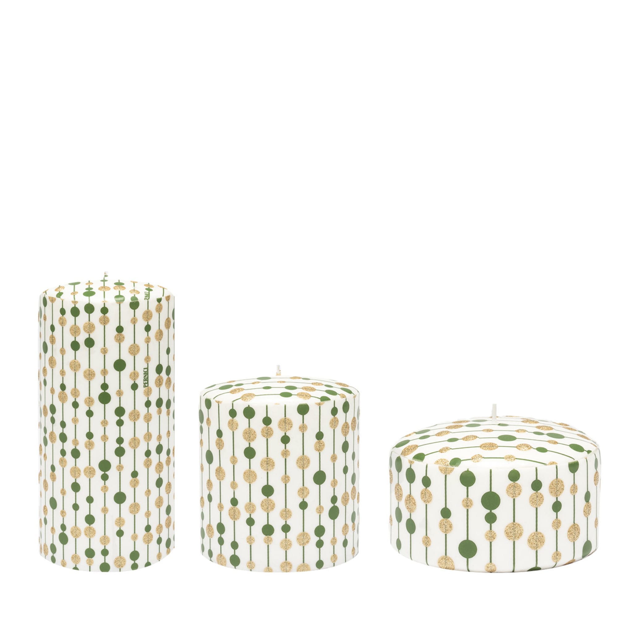 Pois Set of 3 Green and Gold Candles - Main view