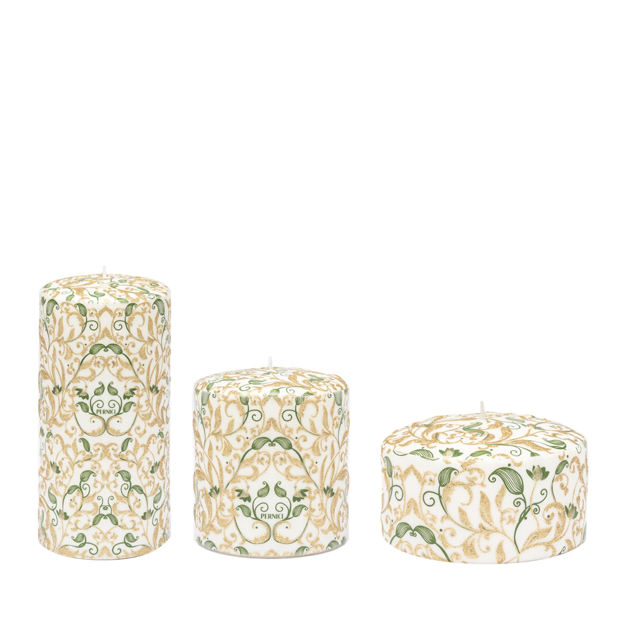Floreale Set of 3 Gold and Green Candles - Main view