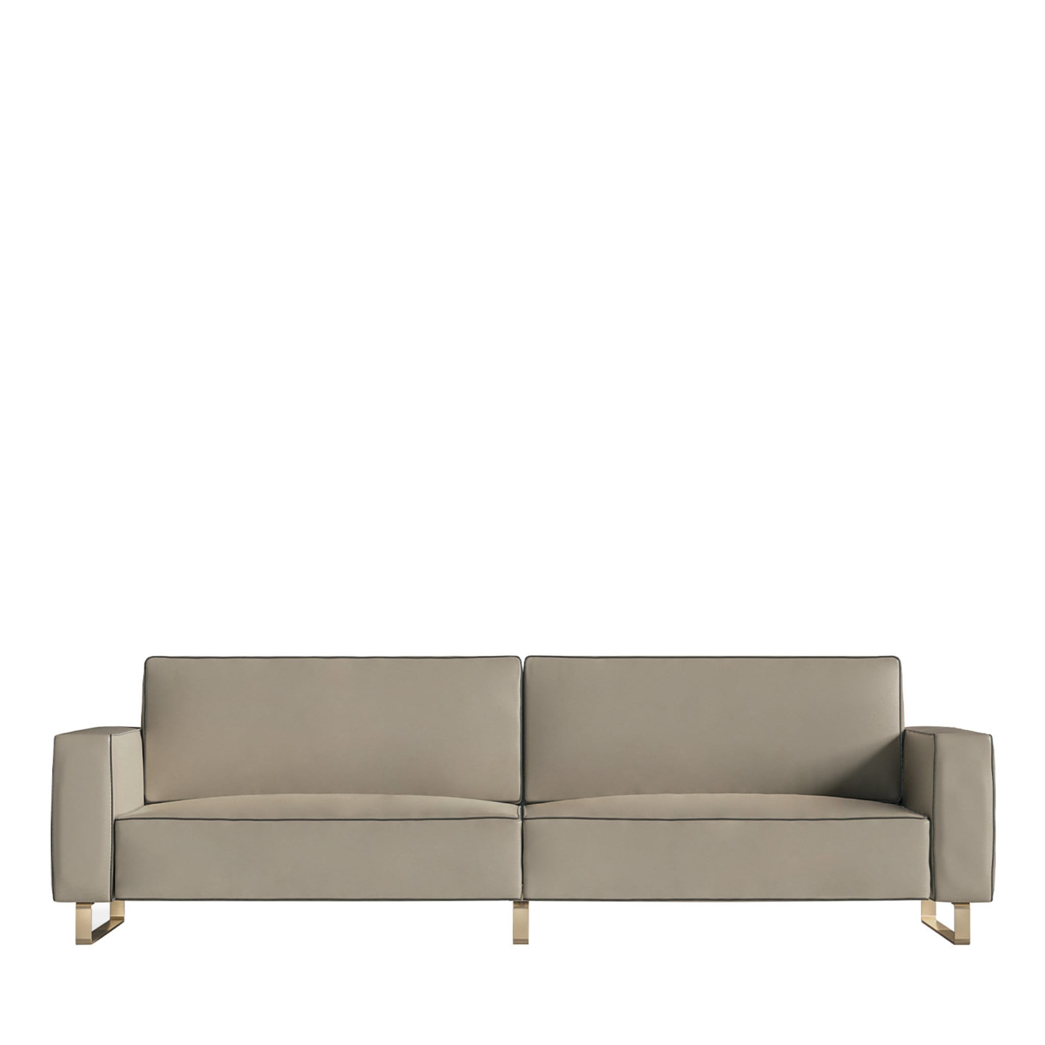 Beige 3-Seater Leather Sofa - Main view