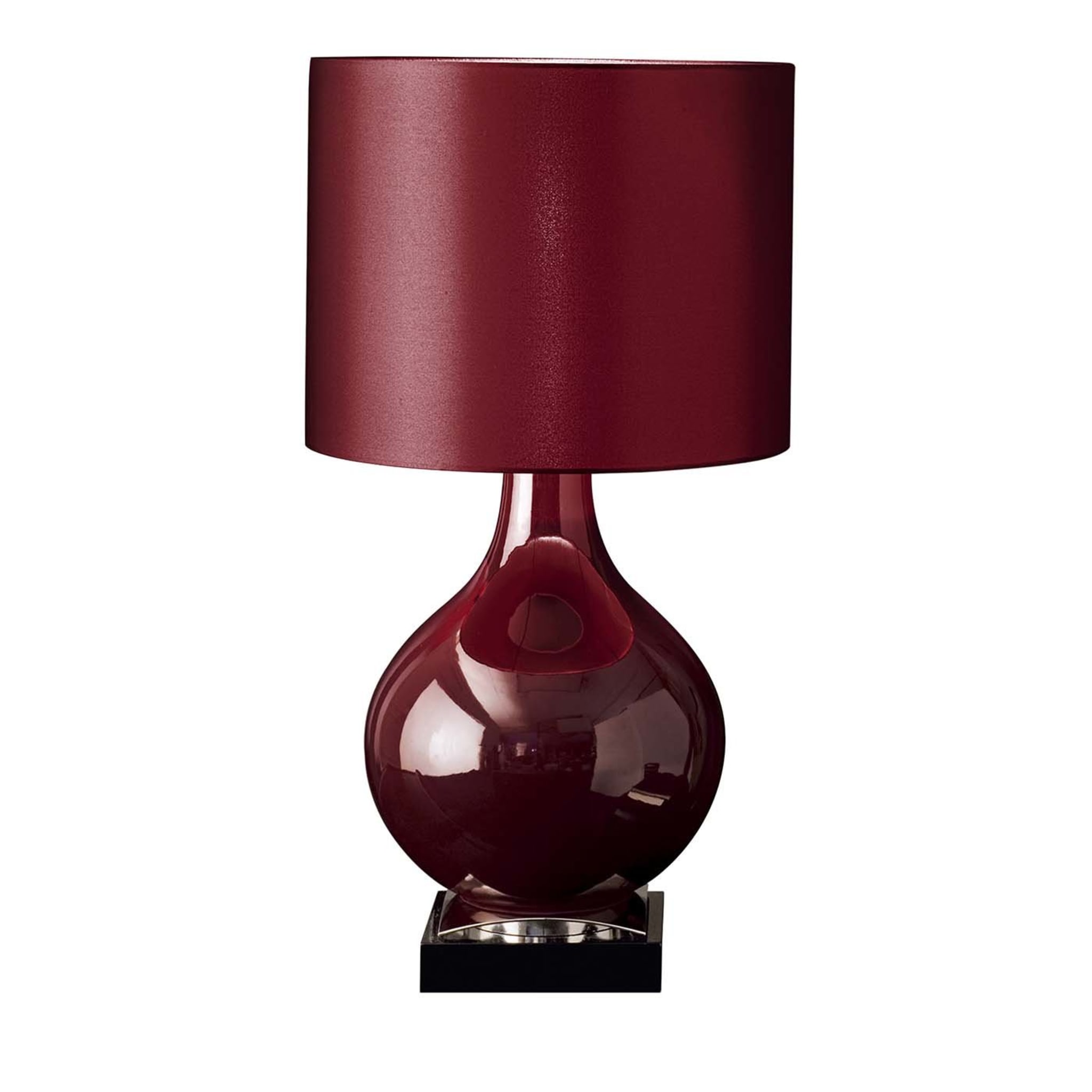 CL1876 Red Majolica and Silk Jar Lamp - Main view