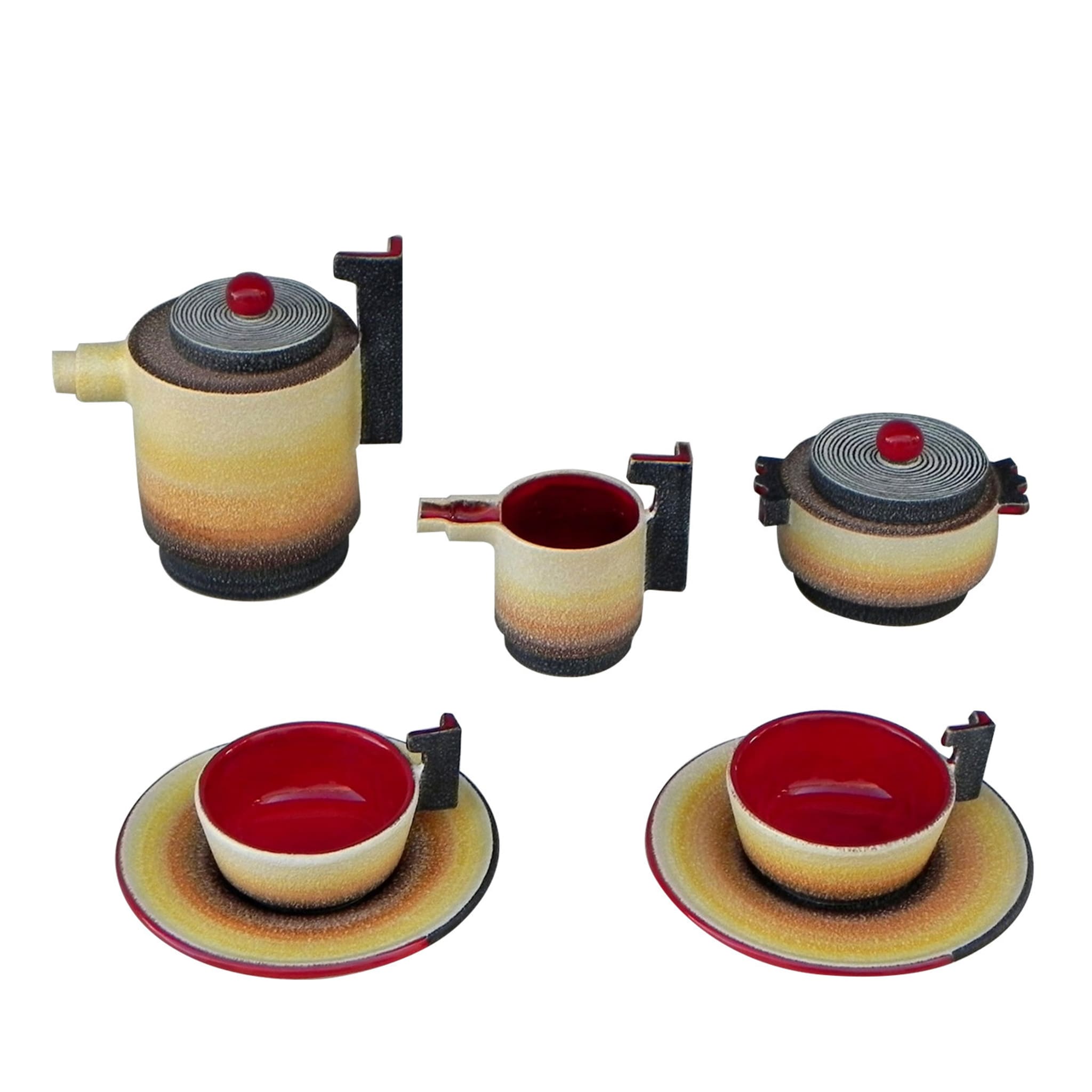 Diulgheroff Futurist Ceramic Tea Set for Two - Main view