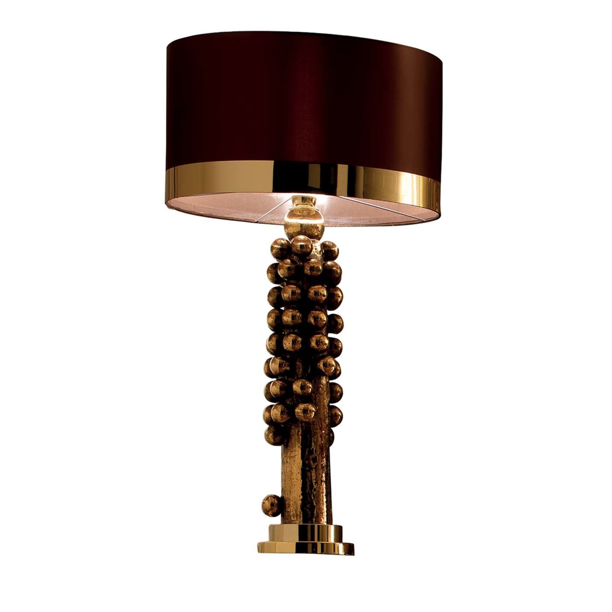 CL1852 Gold Plated and Brown Silk Lamp - Main view
