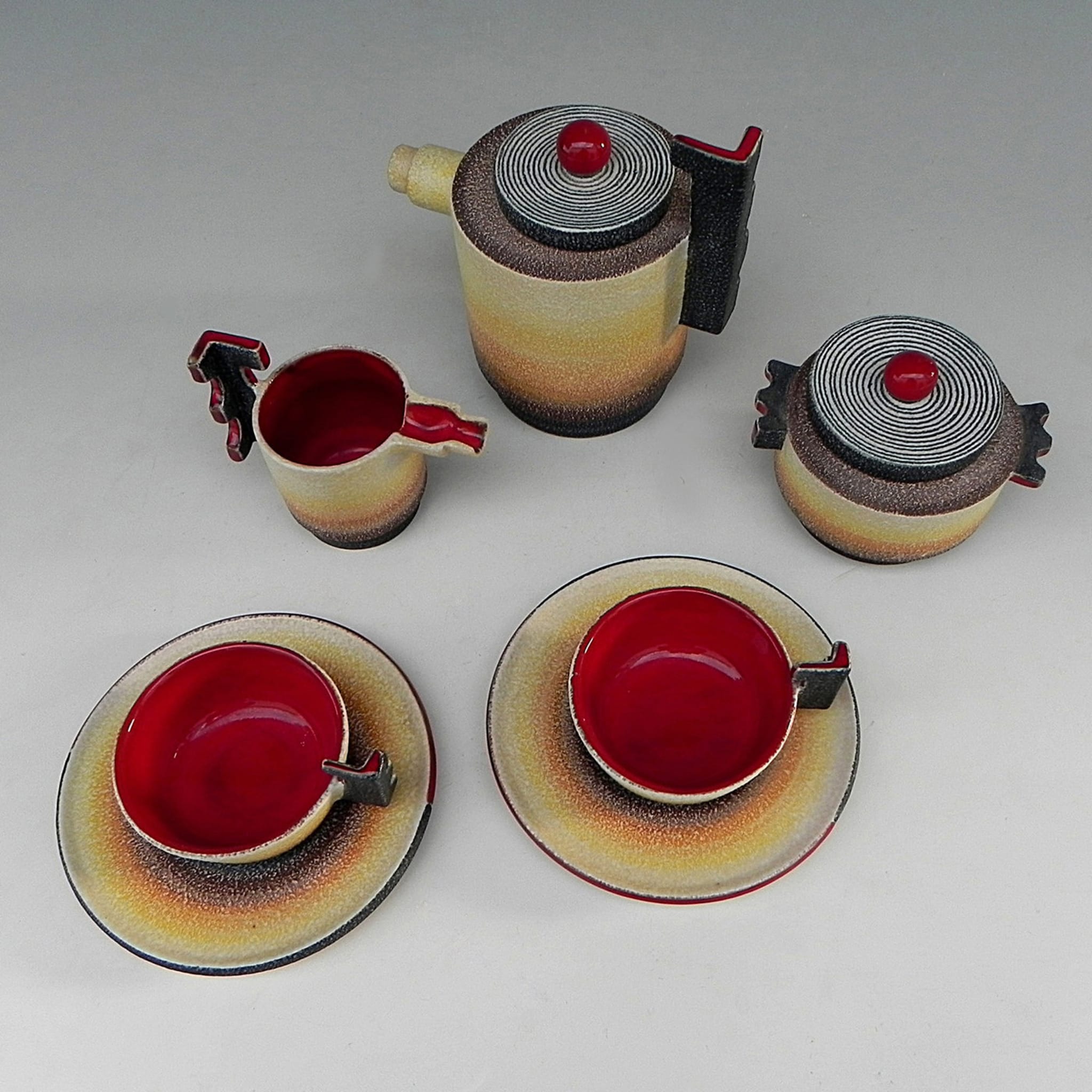 Diulgheroff Futurist Ceramic Tea Set for Two - Alternative view 1