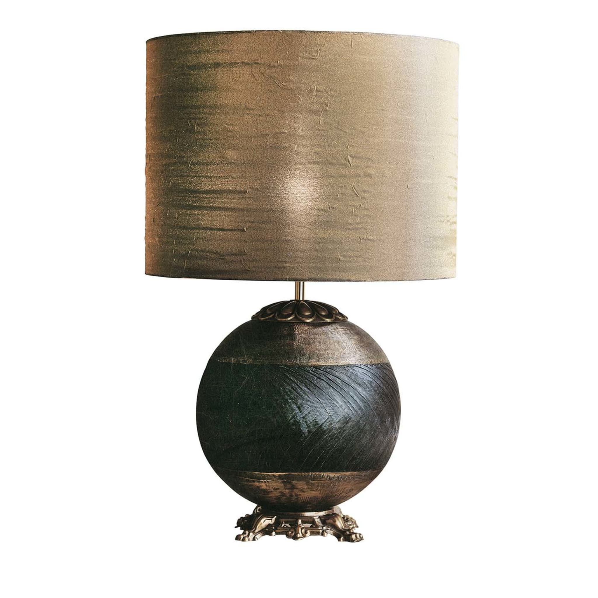 CL1735 Lampe en majolique de soie noire et or - Vue principale