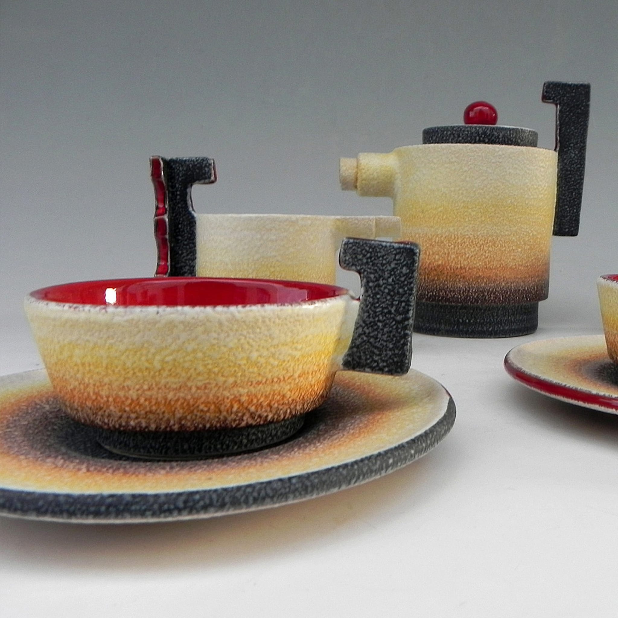 Diulgheroff Futurist Ceramic Tea Set for Two - Alternative view 2