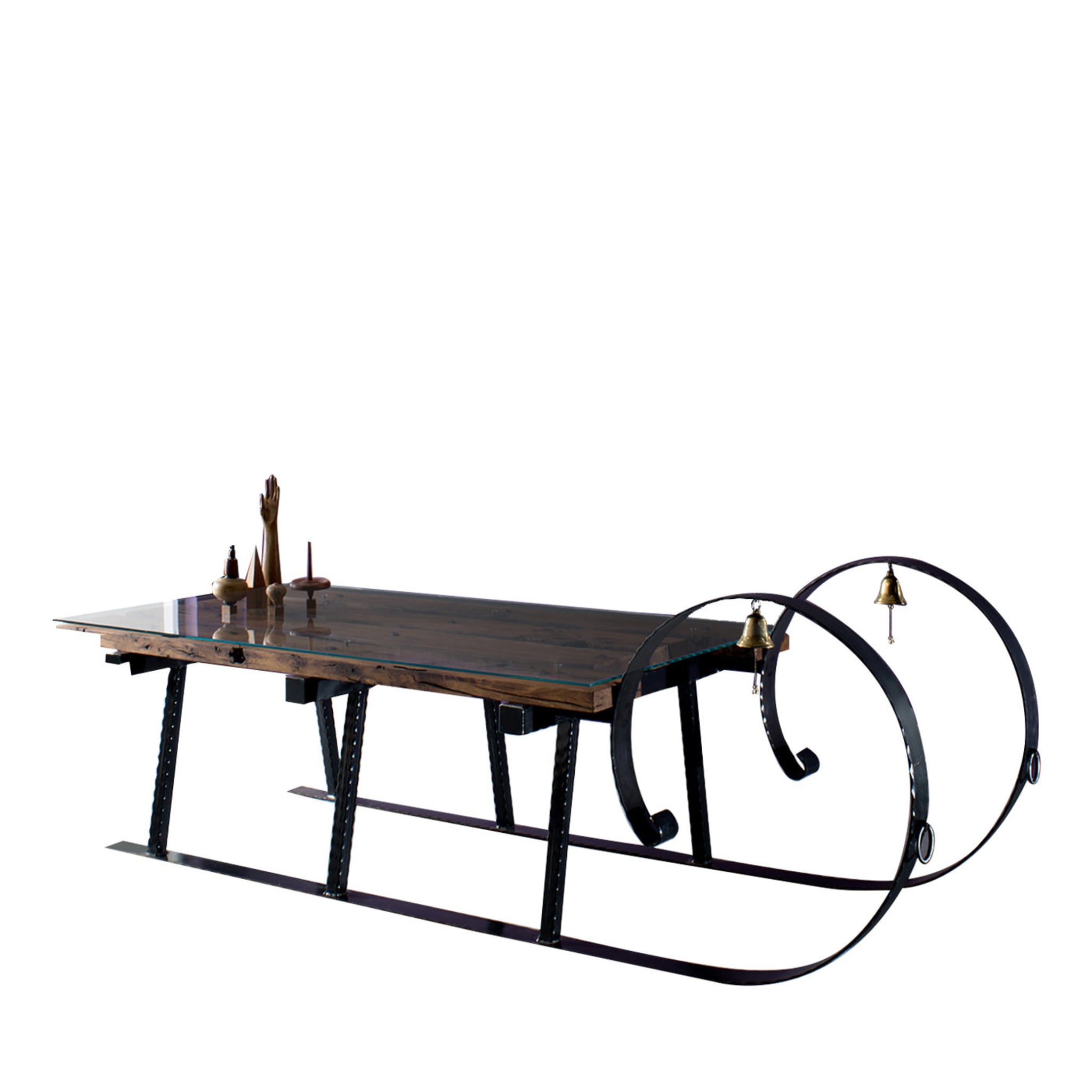 Wood and Iron Sleigh Table  - Main view
