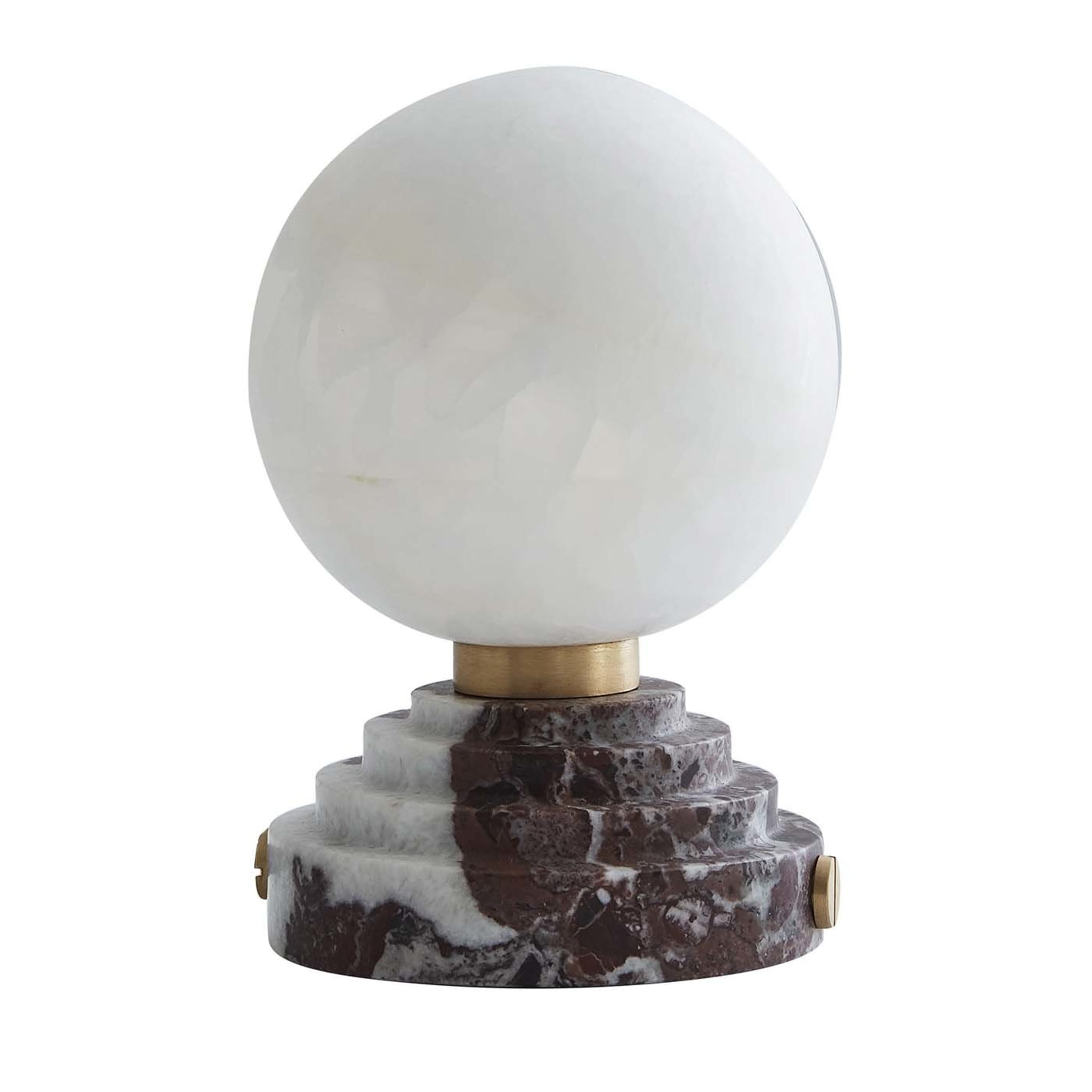 Lunar Table Lamp in Rosso Levanto Marble and Onyx  - Main view