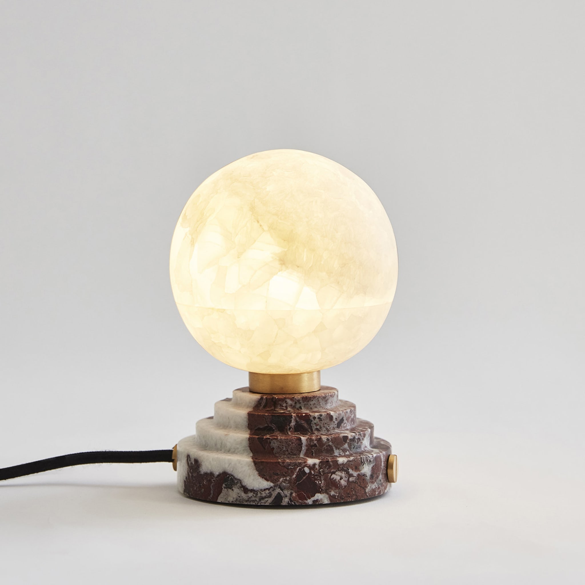 Lunar Table Lamp in Rosso Levanto Marble and Onyx  - Alternative view 1