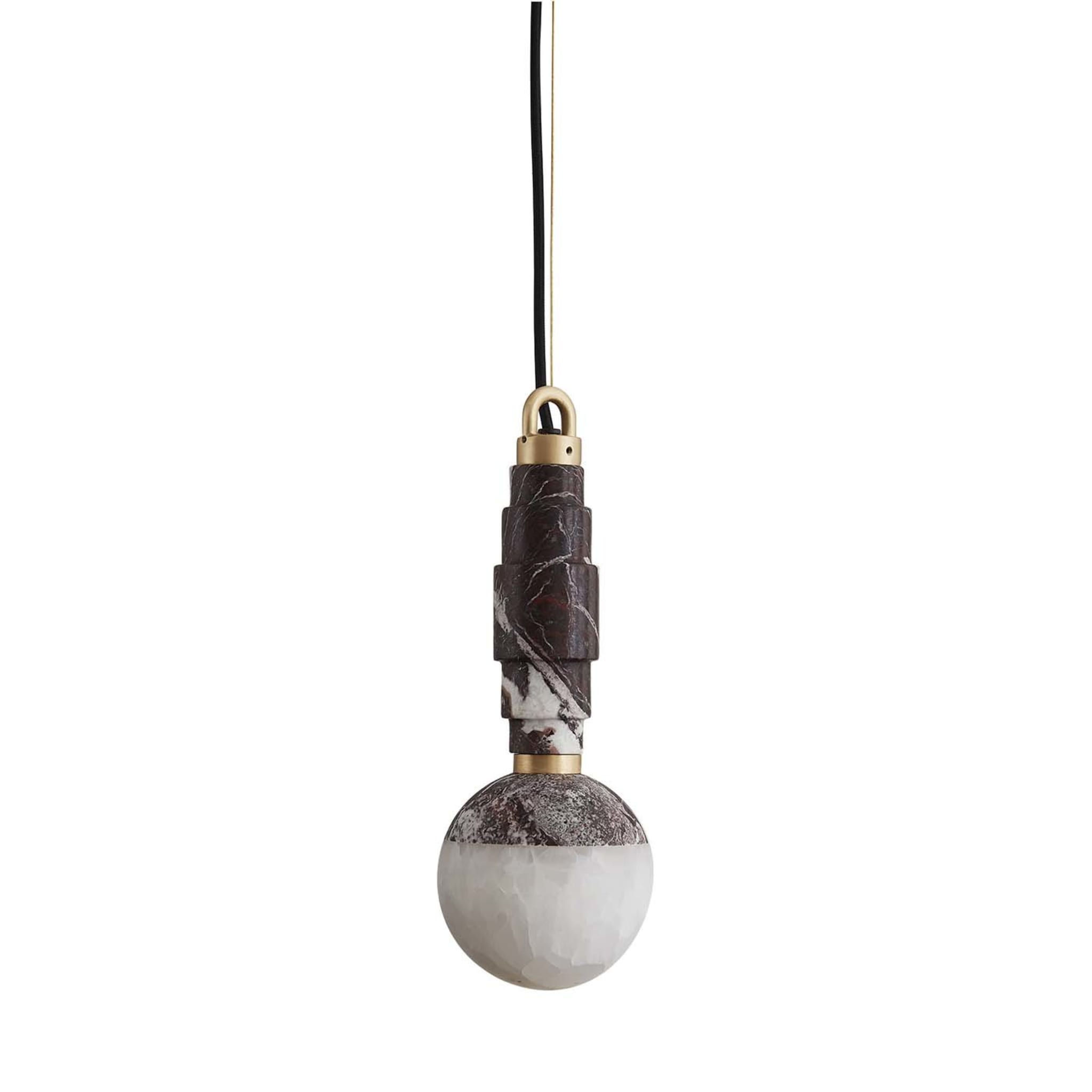 Lunar Pendant Lamp in Rosso Levanto Marble and Onyx  - Main view