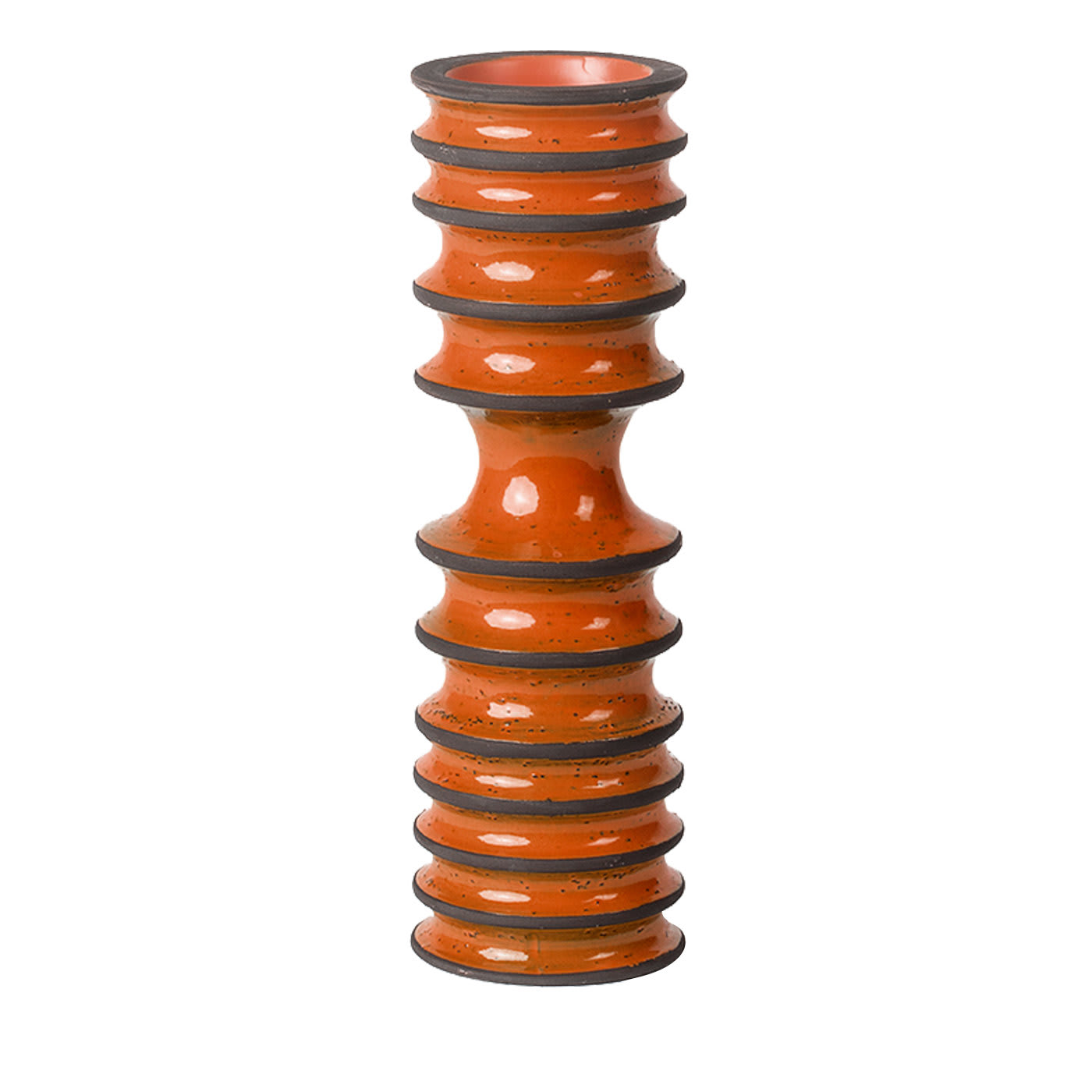 Revolver Orange and Brown Vase #1 by Christoph Radl - Bitossi Ceramiche