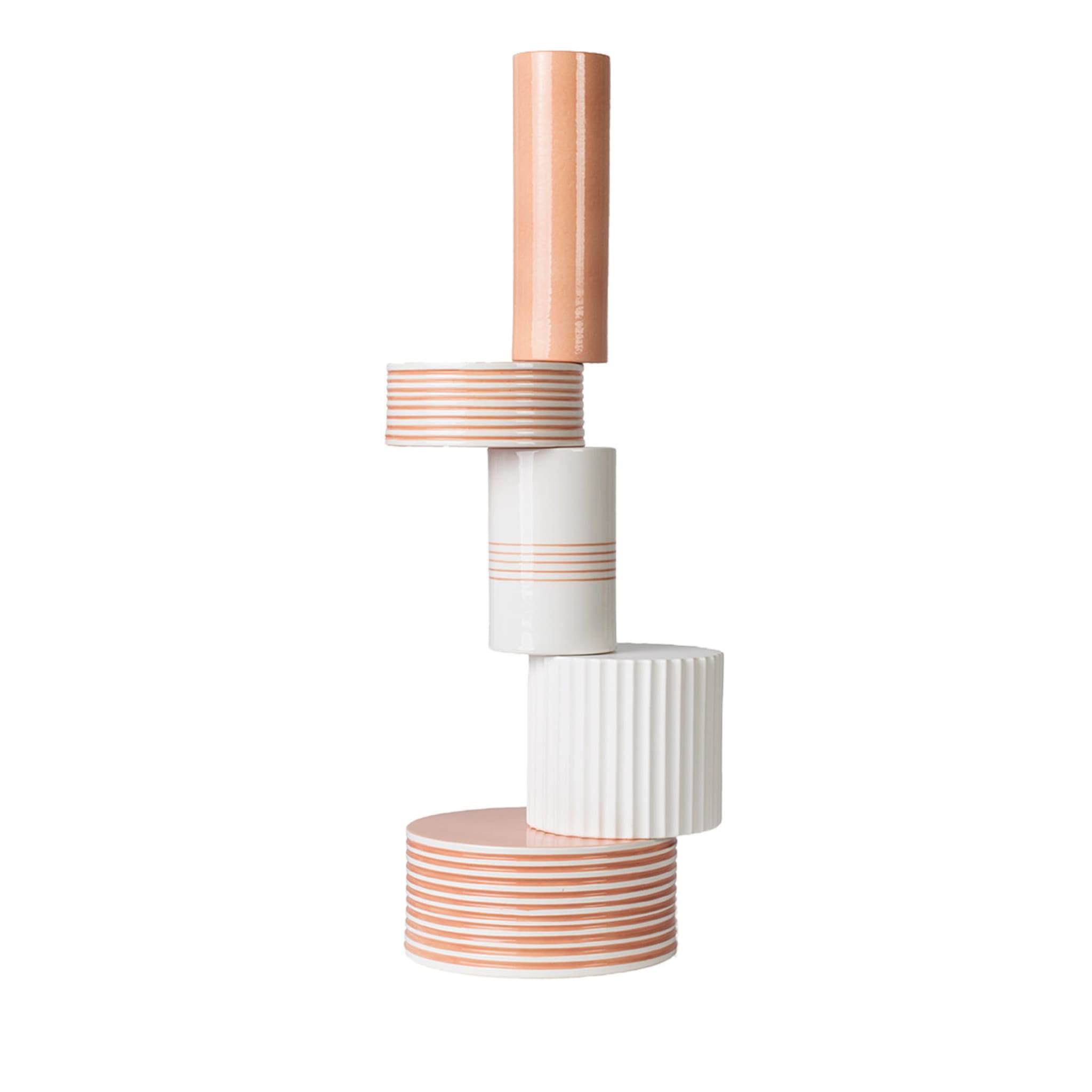 5-Element White and Terracotta Vase by Quincoces-Dragò  - Main view