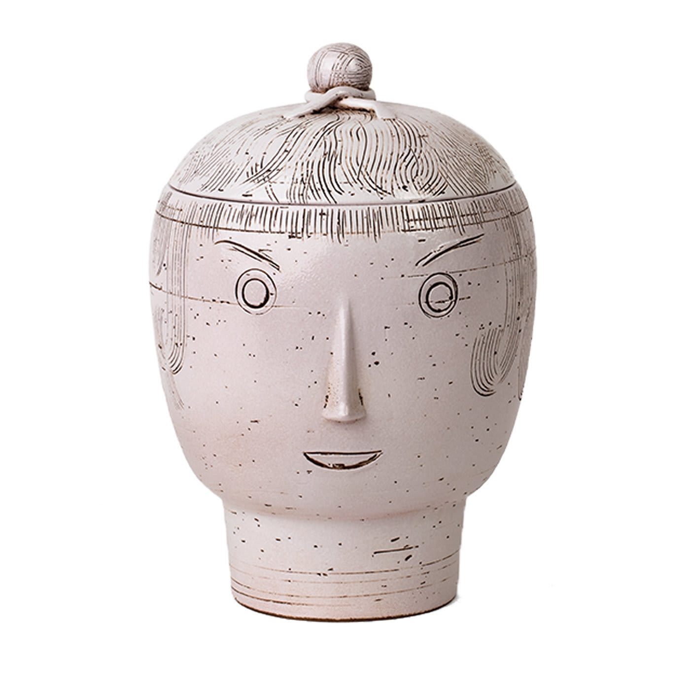 Anthropomorphic Off-White Vase with Lid by Aldo Londi - Bitossi Ceramiche