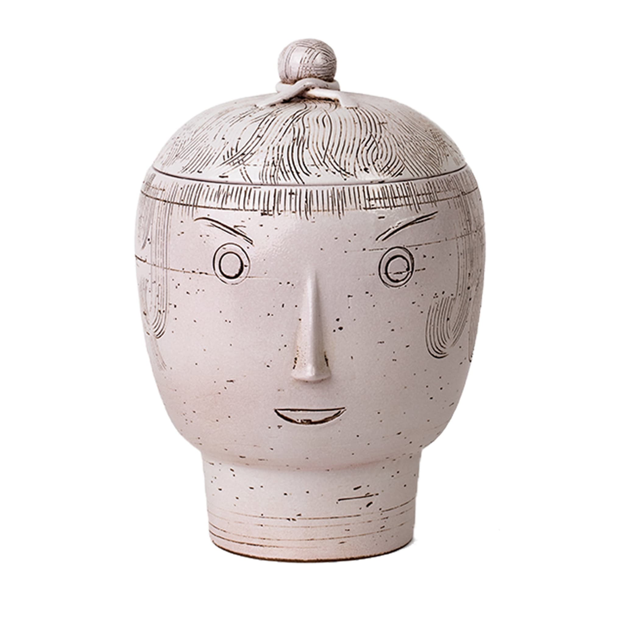 Anthropomorphic Off-White Vase with Lid by Aldo Londi - Main view