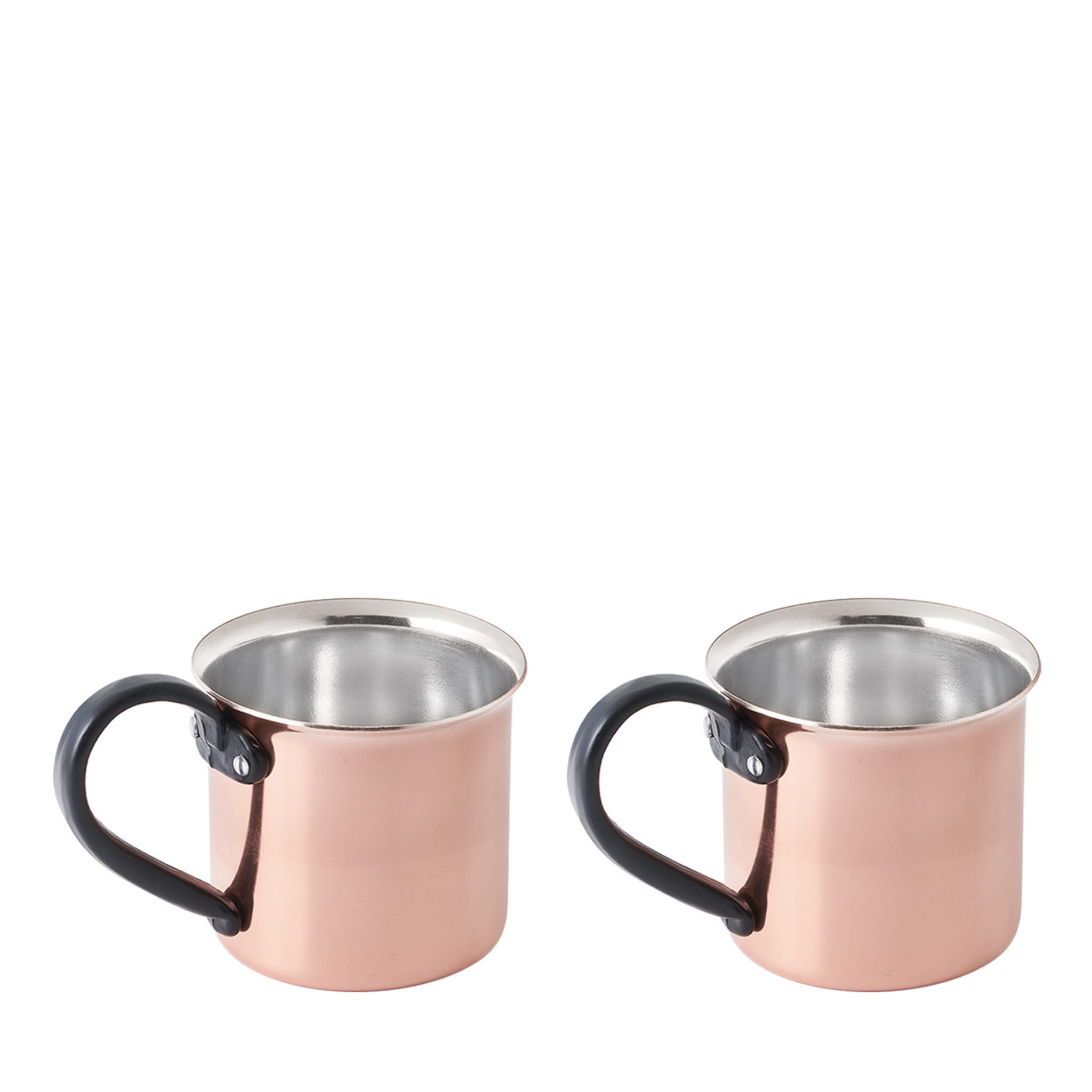 Set of 2 Copper Mugs with Black Handles - Alternative view 1