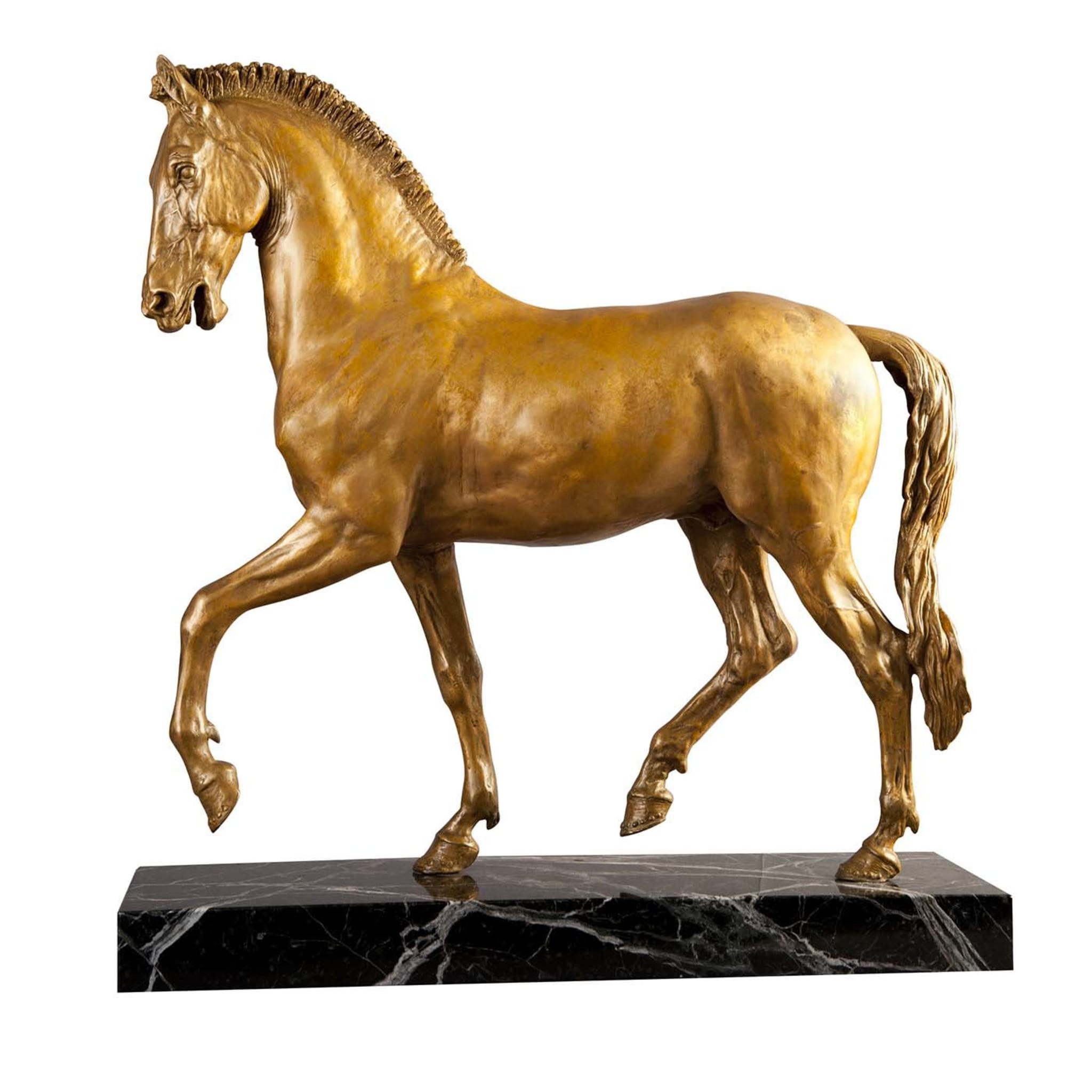 Statuetta in oro del cavallo arabo - Vista principale