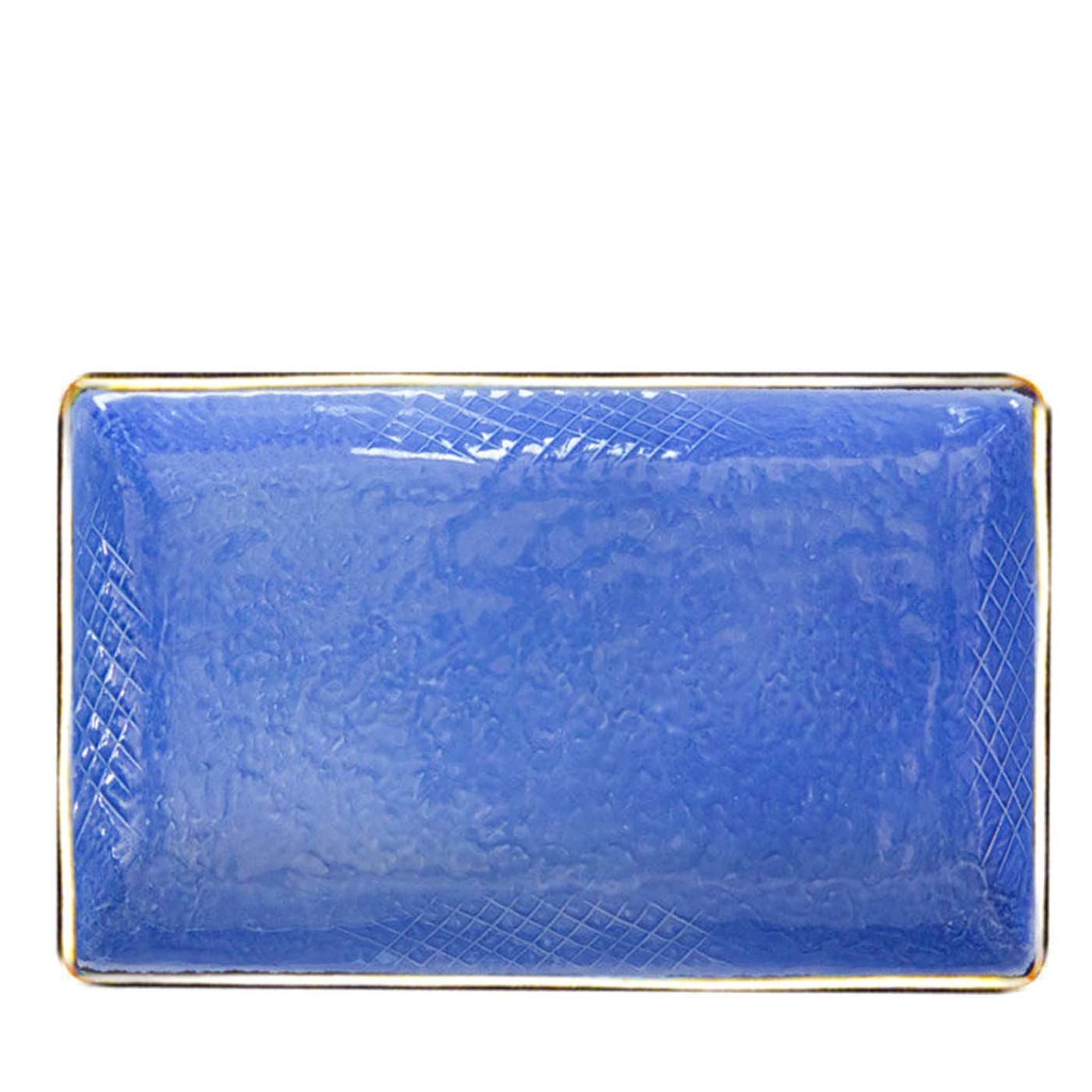 Preta Oro Set de 6 grandes assiettes rectangulaires bleues 32cm - Vue principale