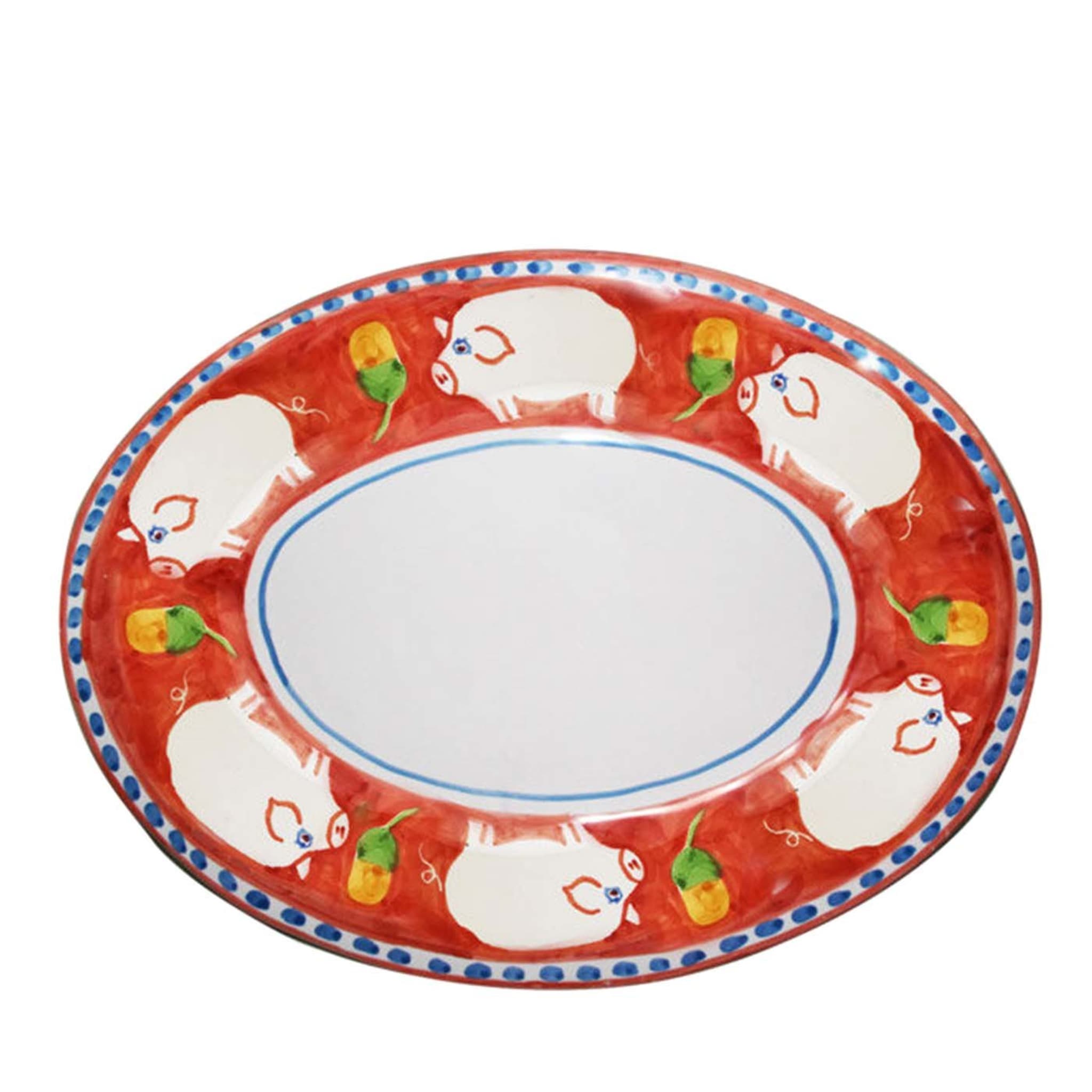 Cortile Oval Red Tray 43cm - Main view