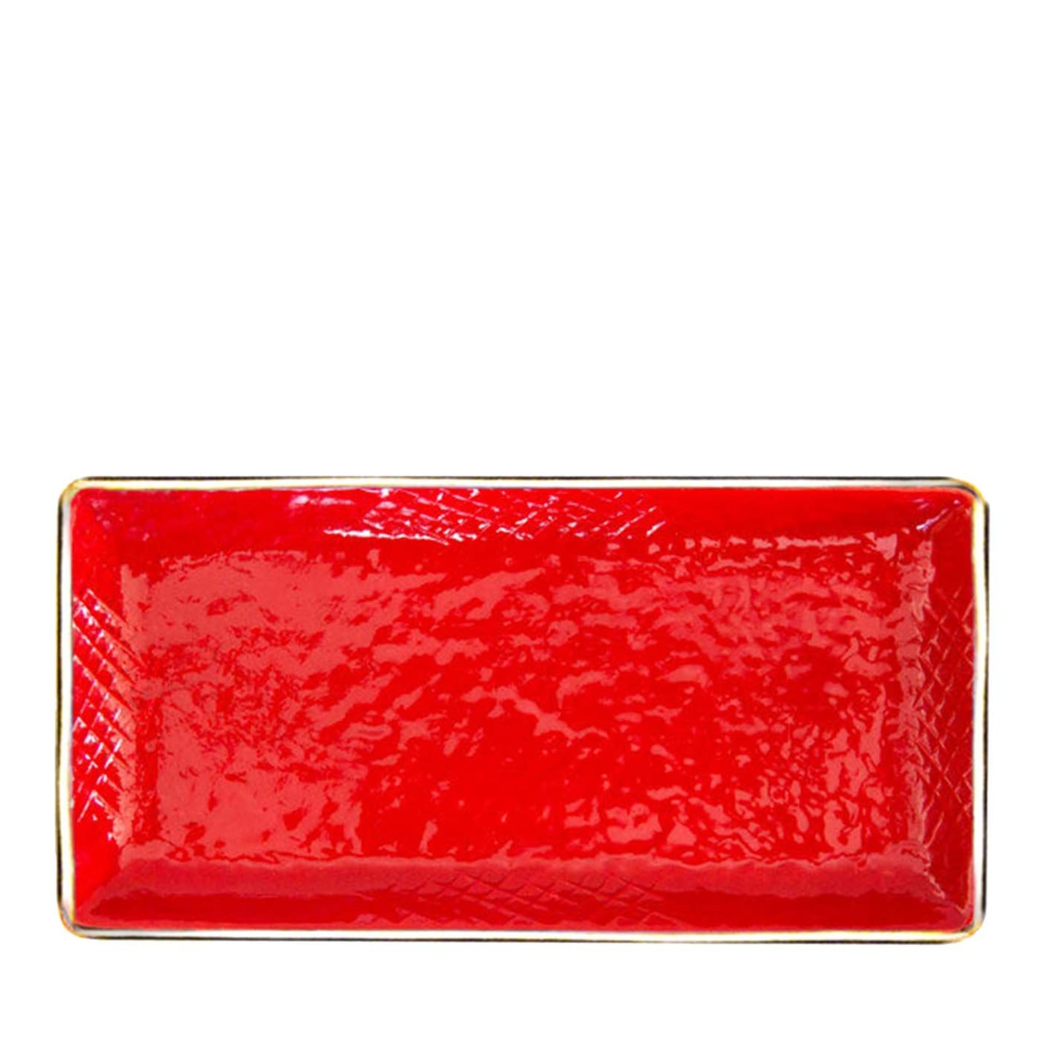 Preta Oro Set of 6 Red Rectangular Plates 30cm - Main view