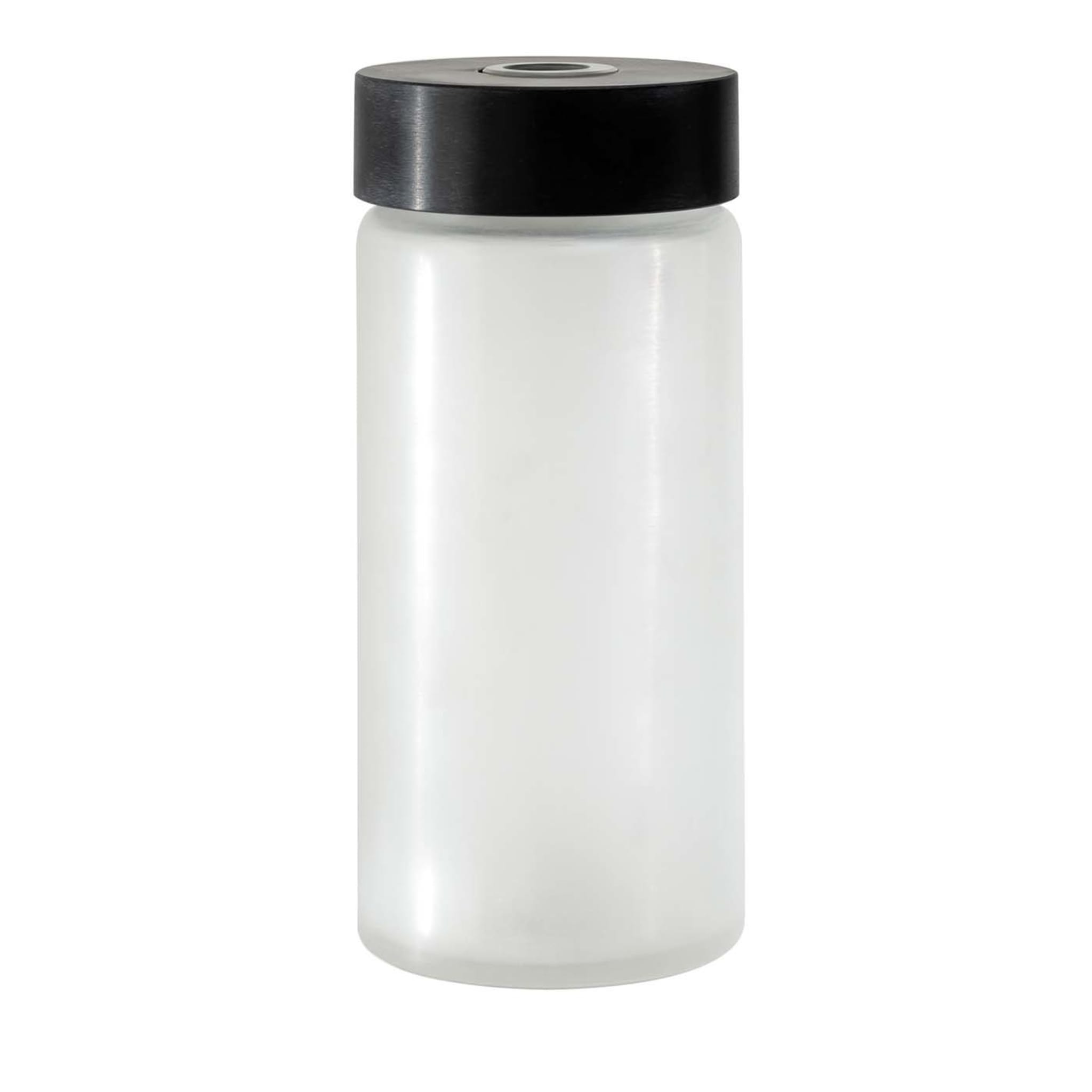 Le grand vase cylindrique en verre blanc et noir - Vue principale