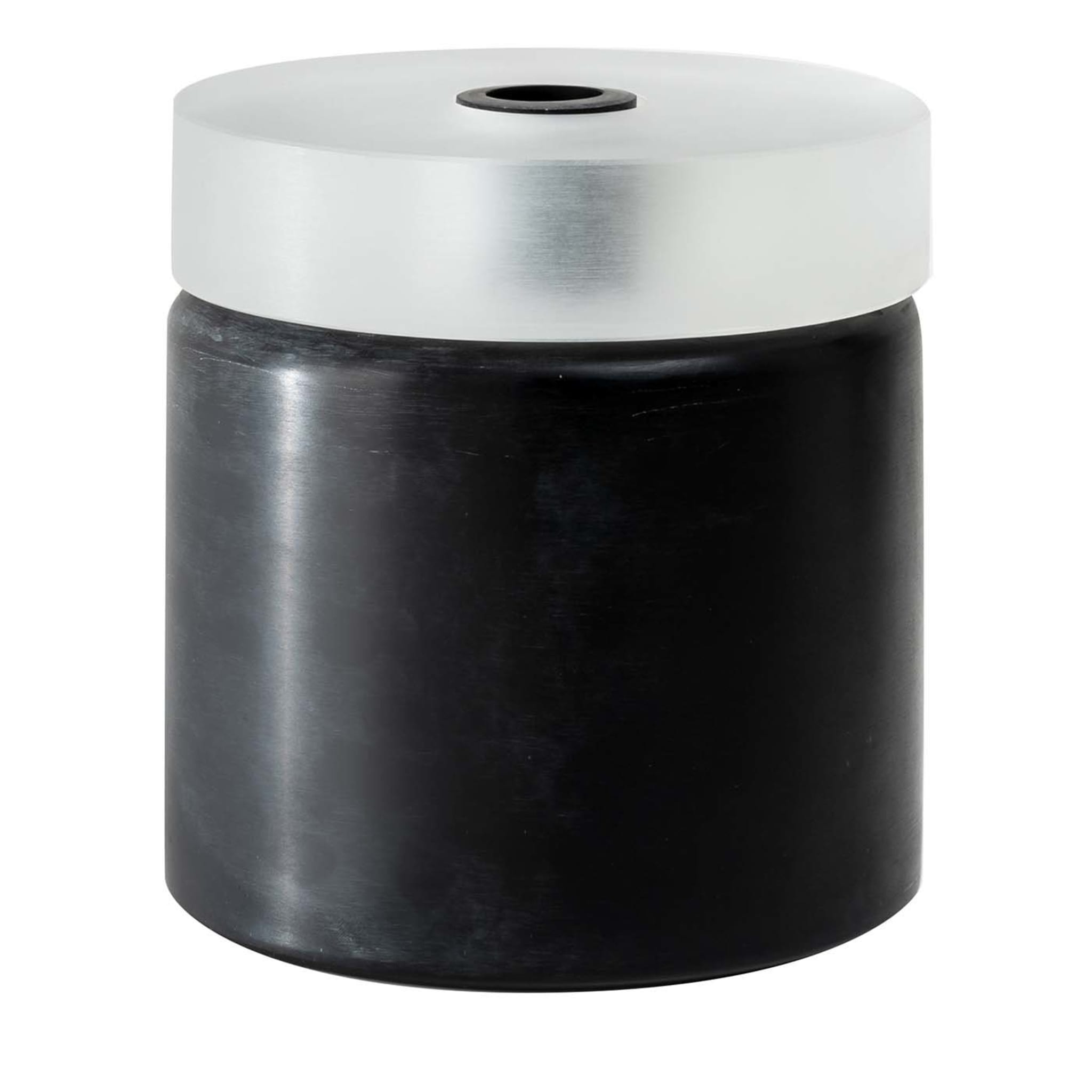 Le vase cylindrique moyen en verre noir et blanc - Vue principale
