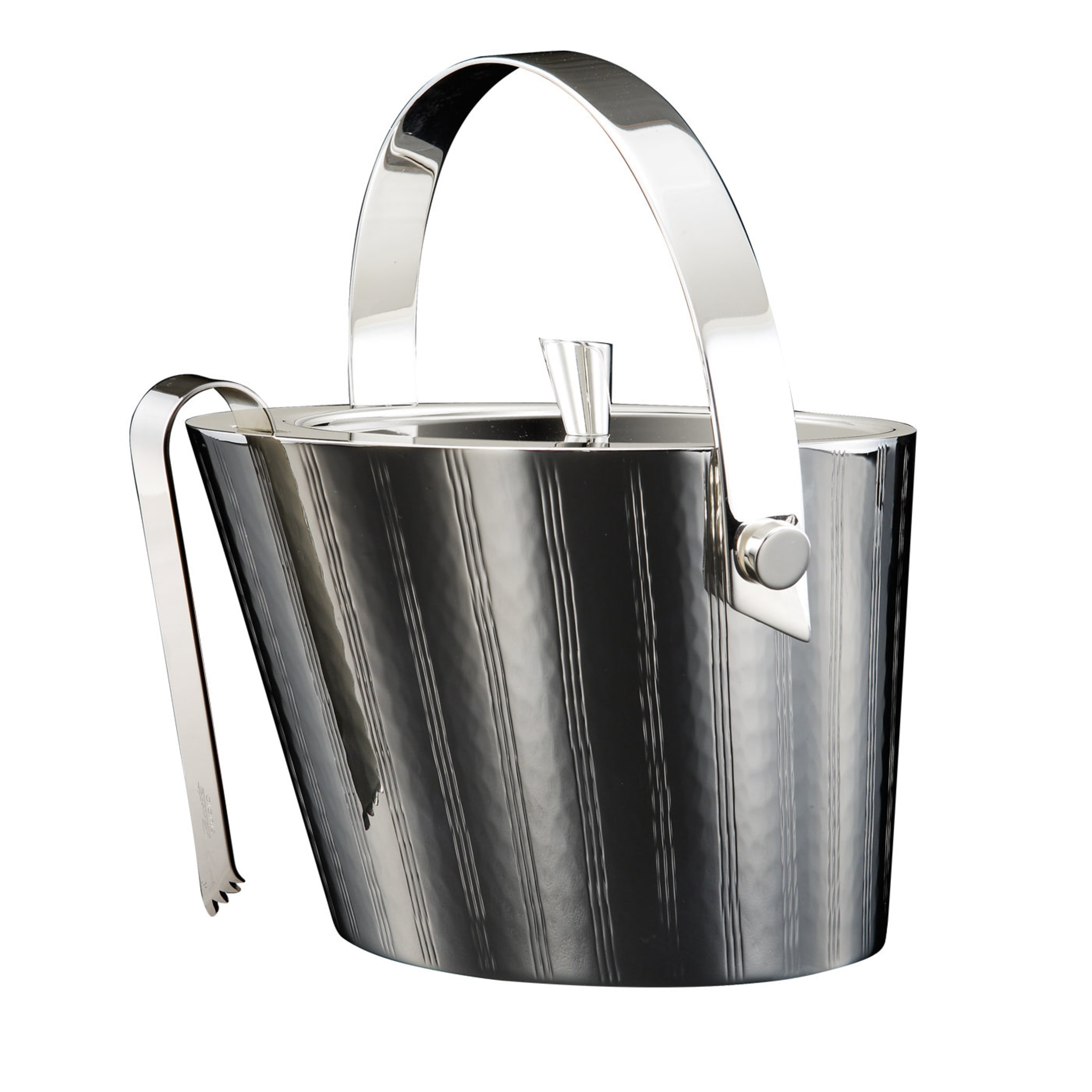 Vie Silver Ice Bucket with Tongs - Main view