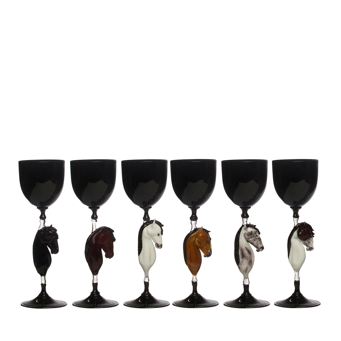 Set of 6 Horse Murano Glasses - Frare Lavorazioni Artistiche Vetro