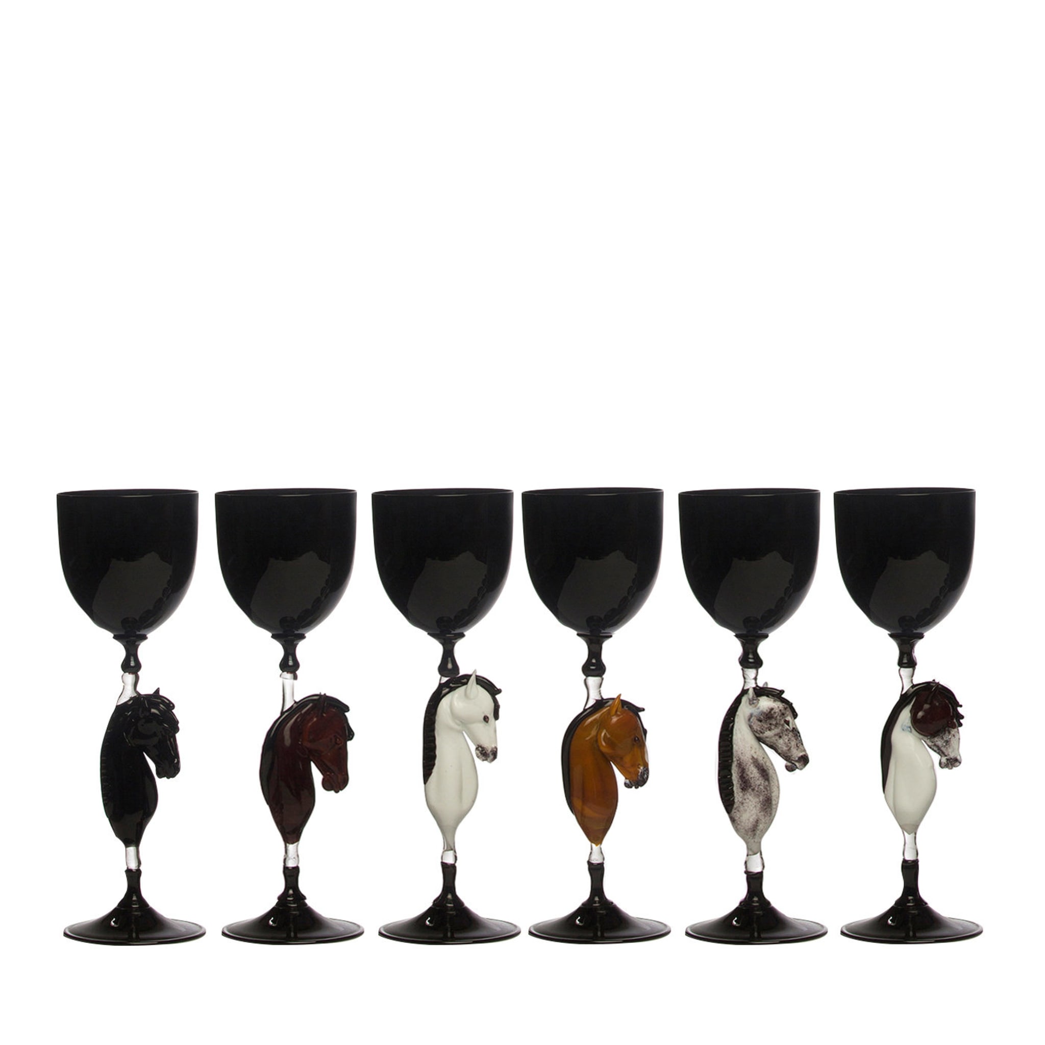 Set di 6 bicchieri di Murano a forma di cavallo - Vista principale