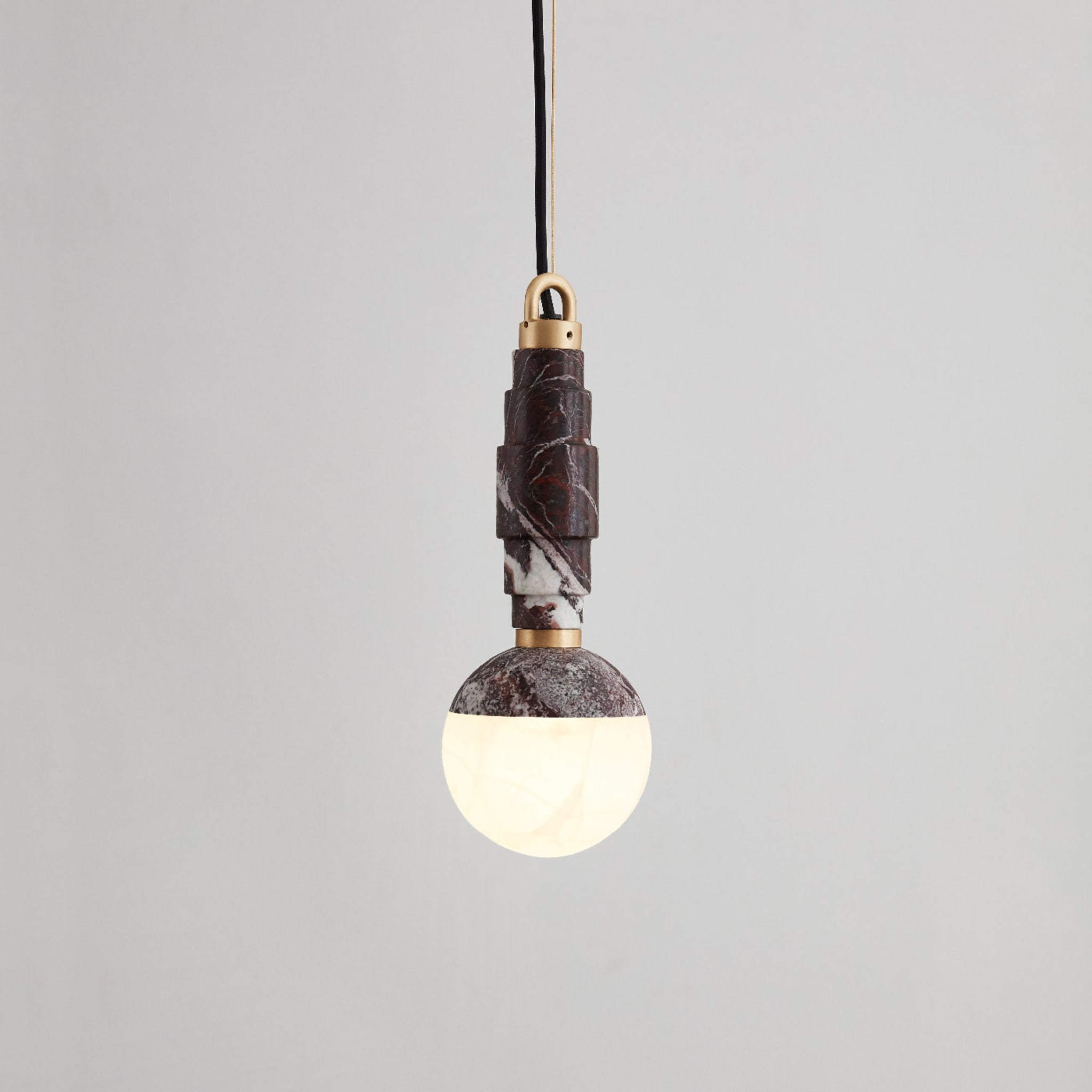 Lunar Pendant Lamp in Rosso Levanto Marble and Onyx  - Alternative view 3