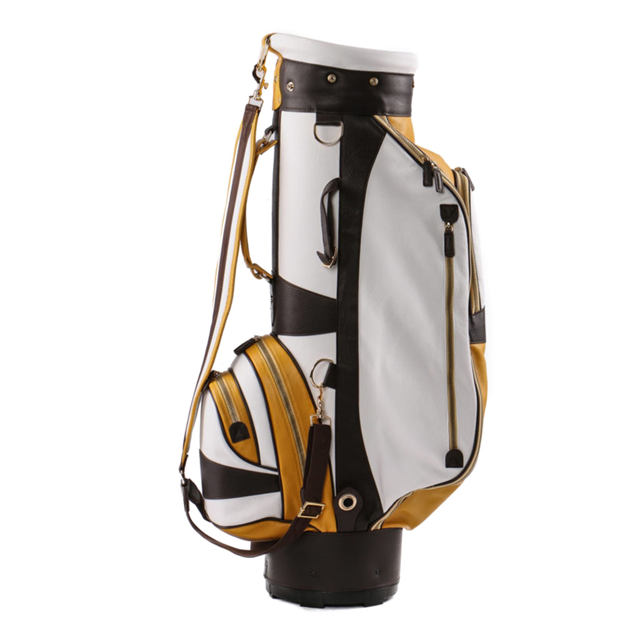 Weiße, gelbe und braune Golftasche - Alternative Ansicht 1