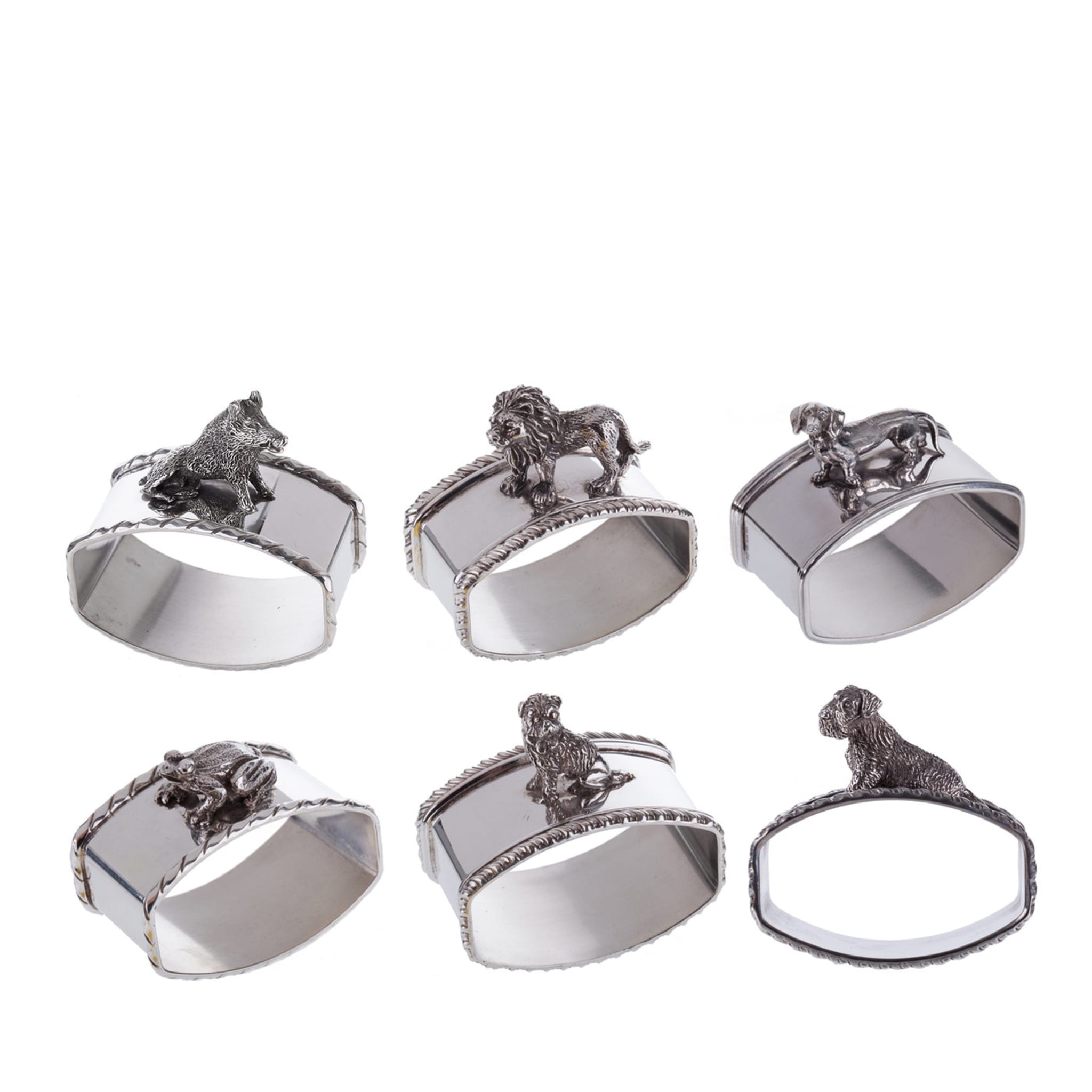 Set of 6 Animal Sterling Silver Napkin Holders - Main view