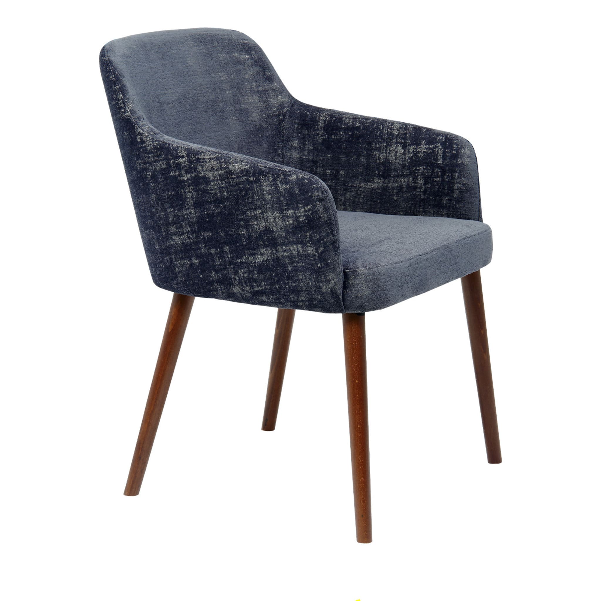 Walter Blue Wood Upholstered Fabric Armchair   - Main view
