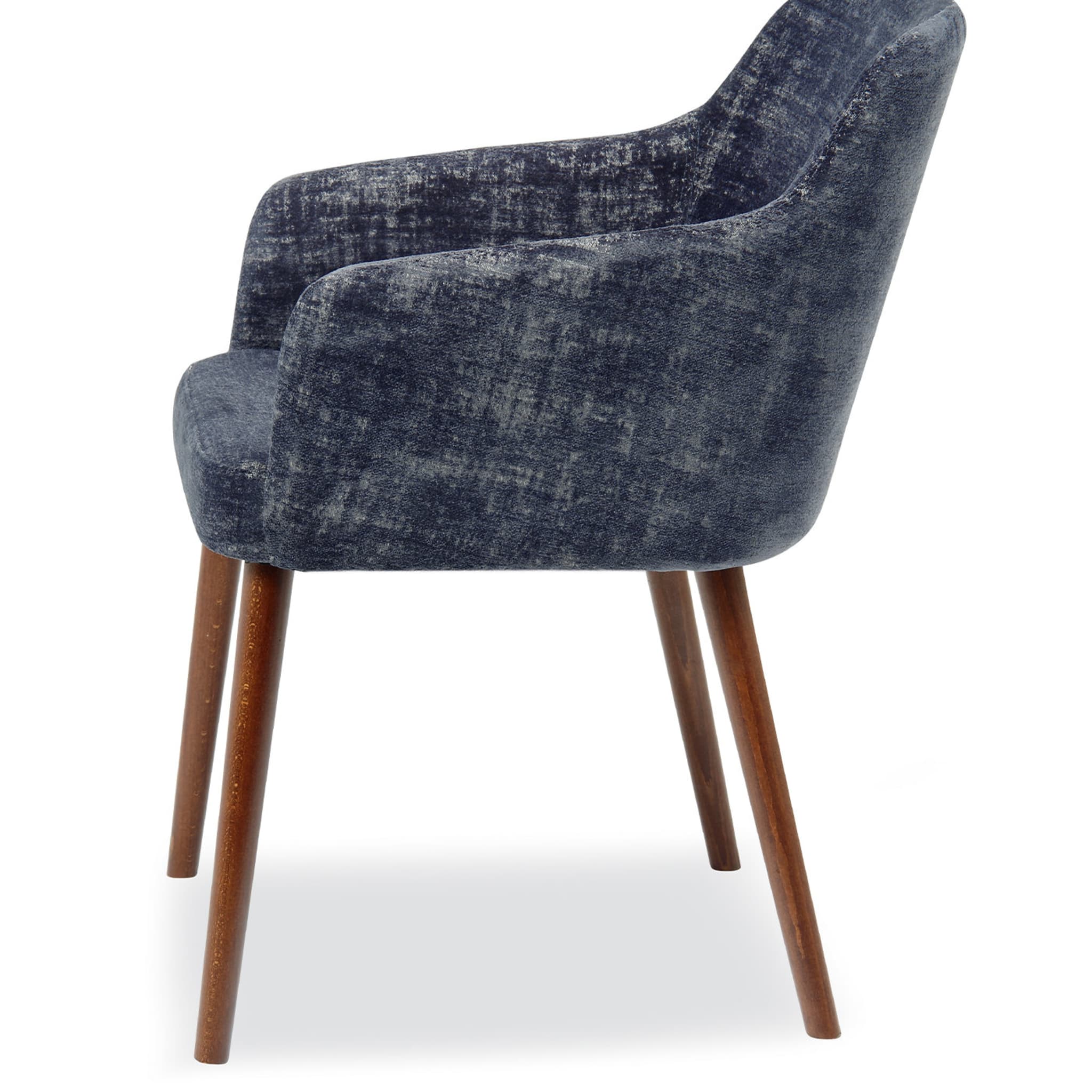 Walter Blue Wood Upholstered Fabric Armchair   - Alternative view 1