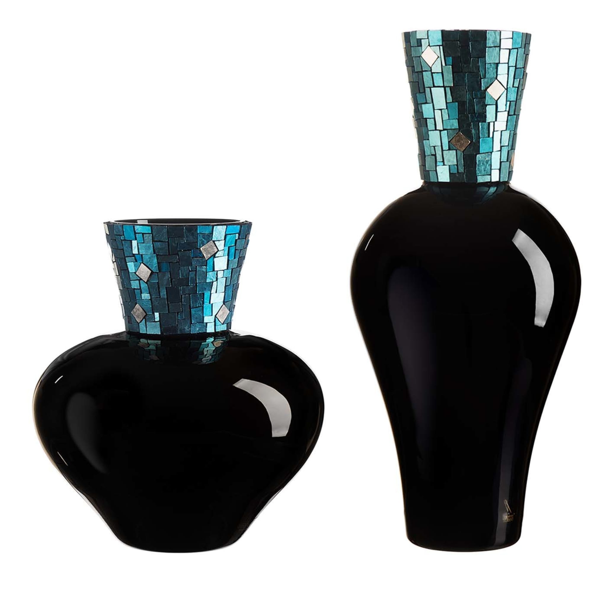 Vases Corona Diadema noir et turquoise - Vue principale