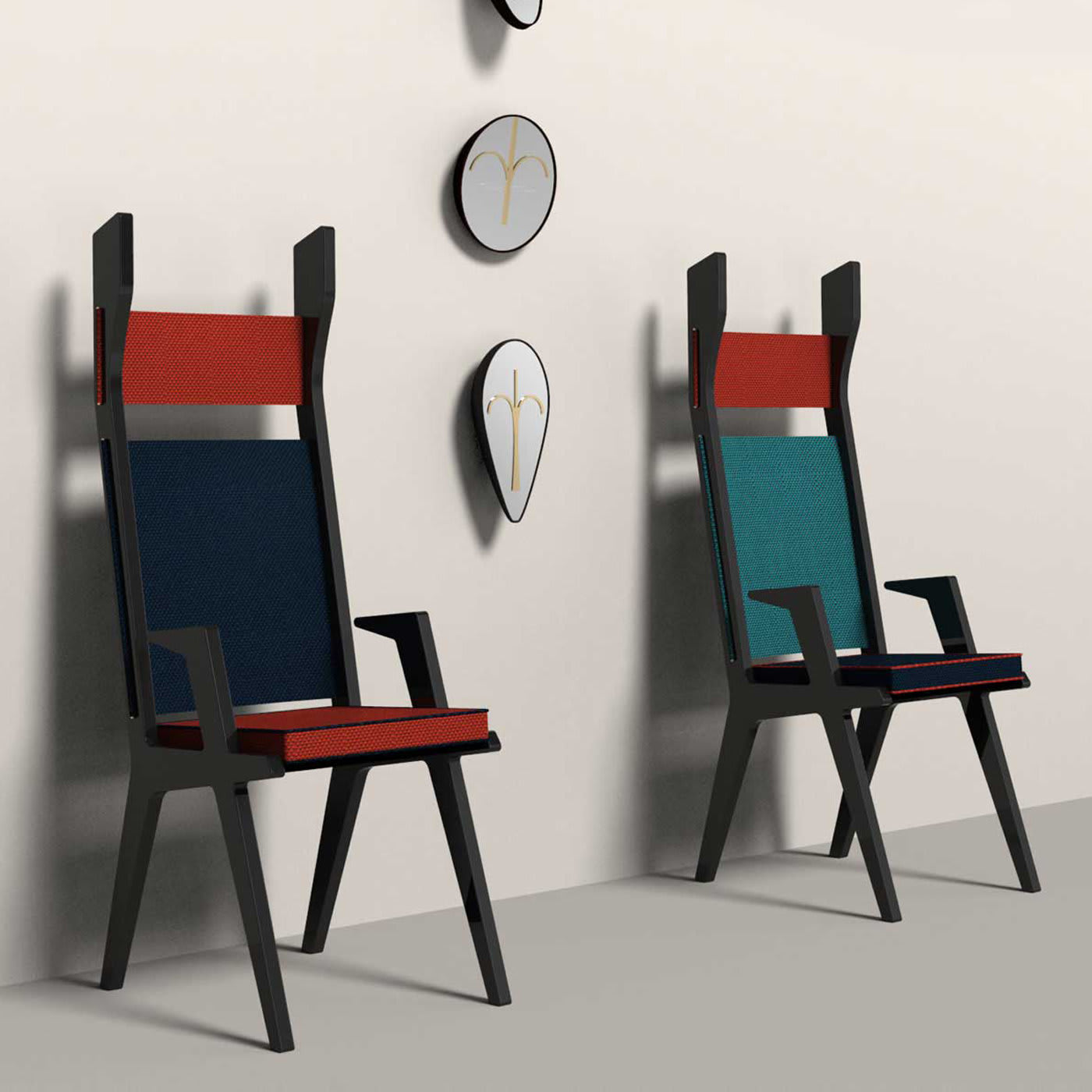 Colette Blue and Red Chair - Colé