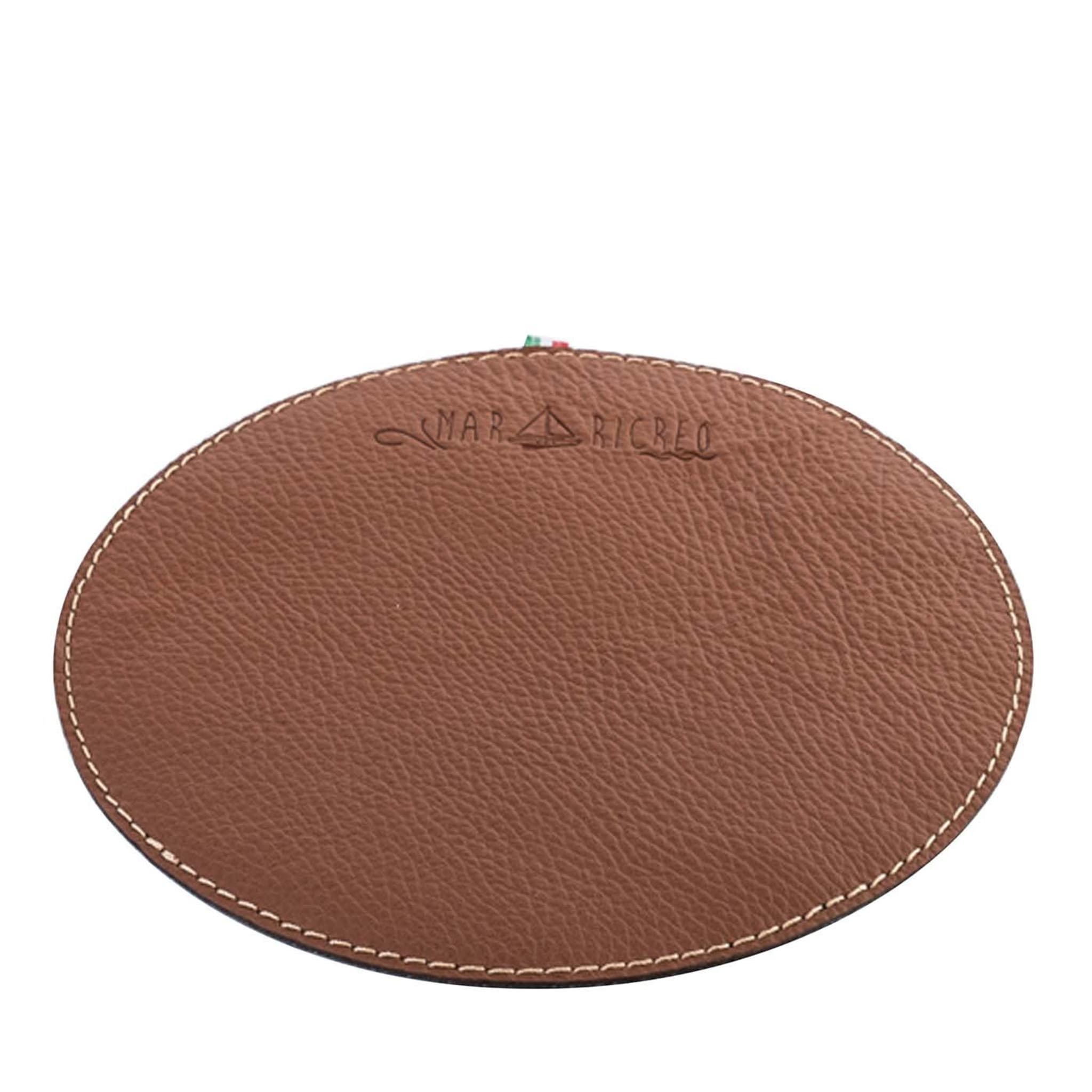 Set of 12 Beige Eco-Leather Round Placemats - Main view