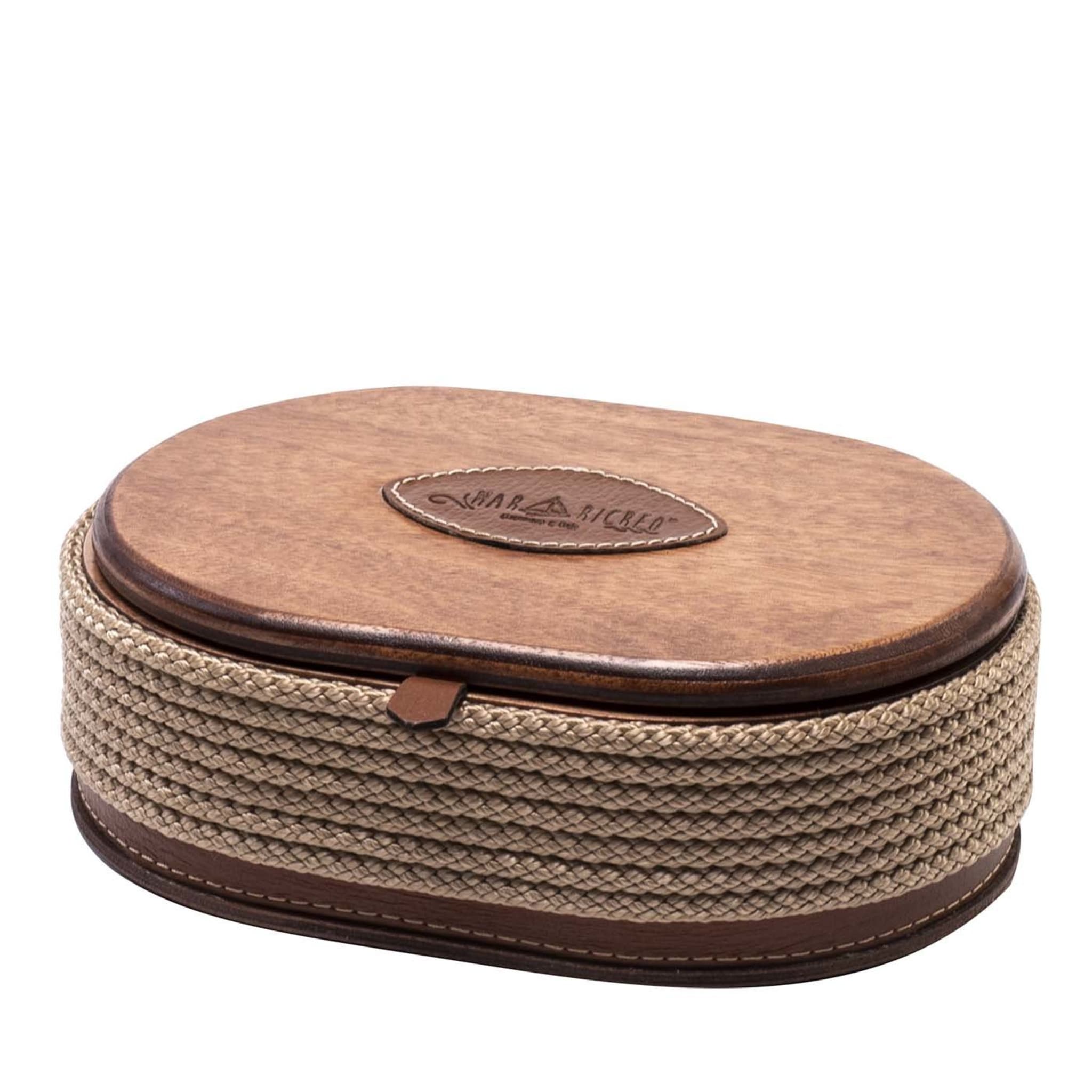 Beige Rope Oval Jewelry Box - Main view